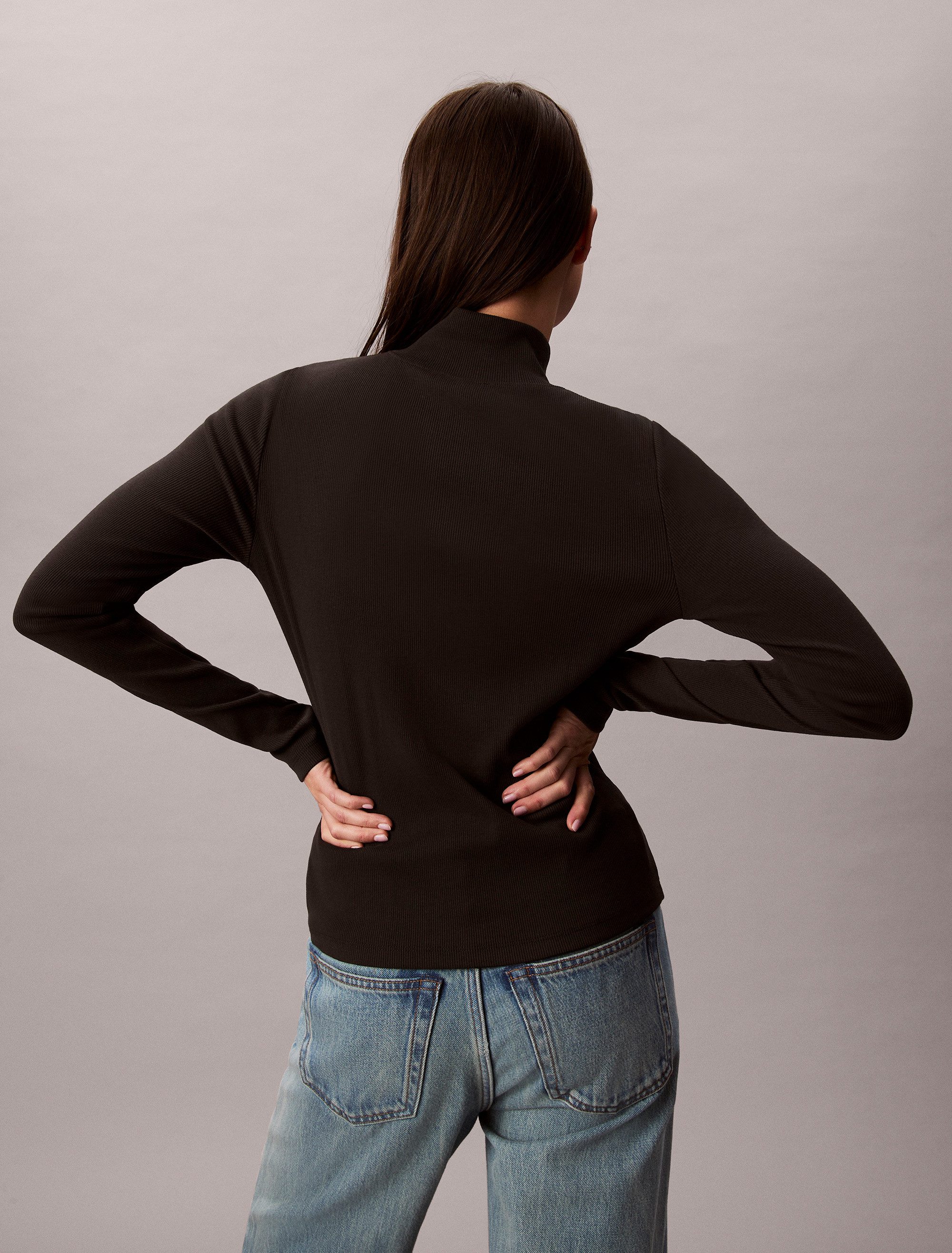 Calvin Klein Jeans Shirttop LS WOVEN LABEL TURTLENECK Mit Rundhalsausschnitt, regular fit