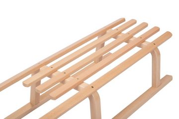 BURI Schlitten Holzschlitten Davos 90cm mit Lehne und Leine Rodelschlitten Kinderschl