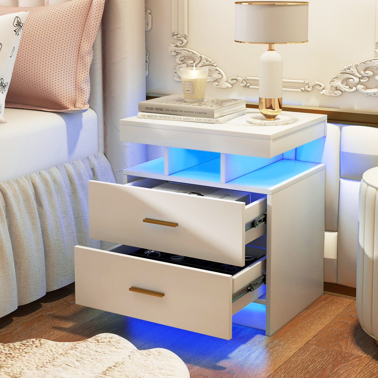 COSTWAY Nachttisch (1-St), mit LED-Beleuchtung, Sofatisch günstig online kaufen
