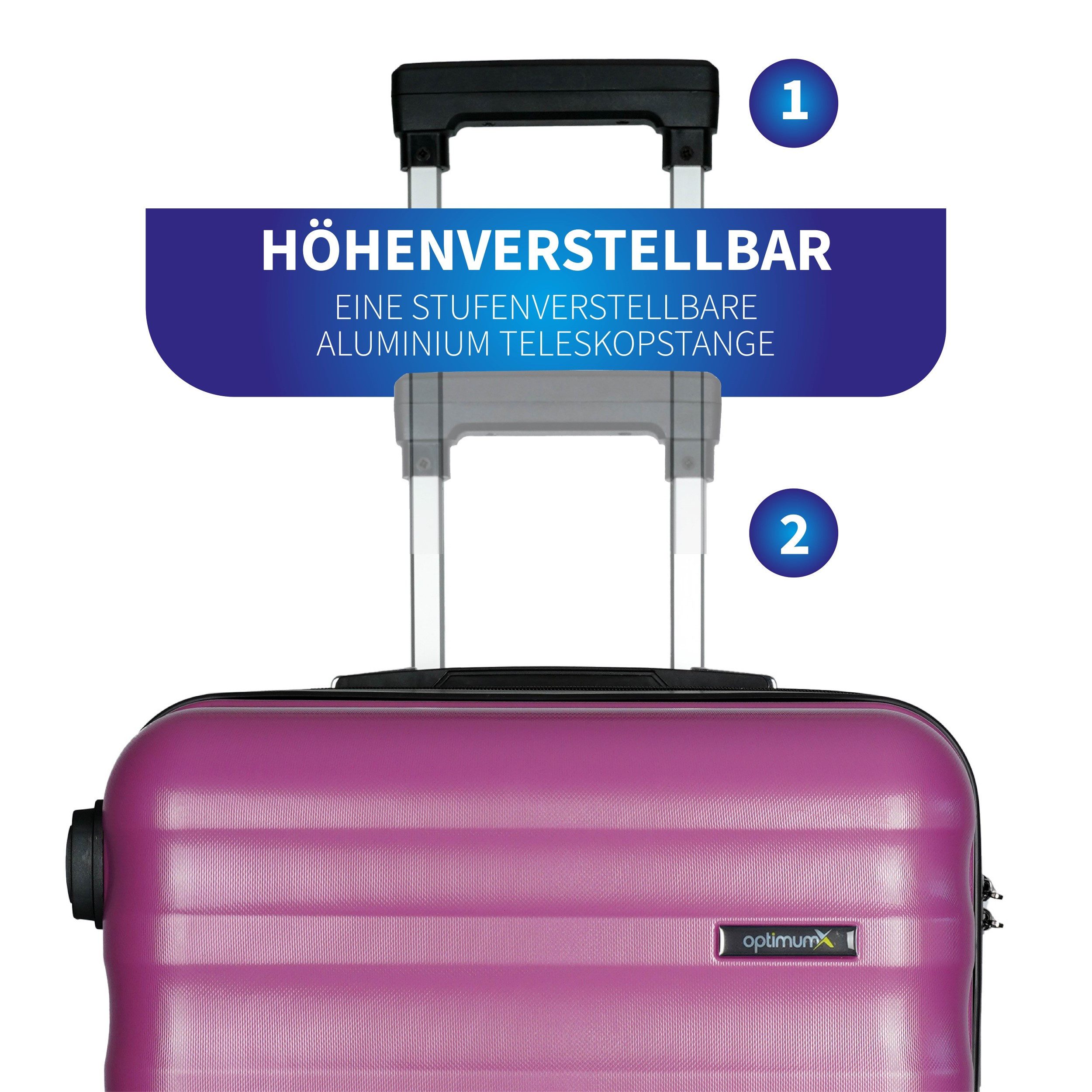 optimumX Kofferset Trolleyset Reisekoffer Set Koffer Hartschale Trolley Kofferset, (Kofferset, Hartschalen Trolley set)