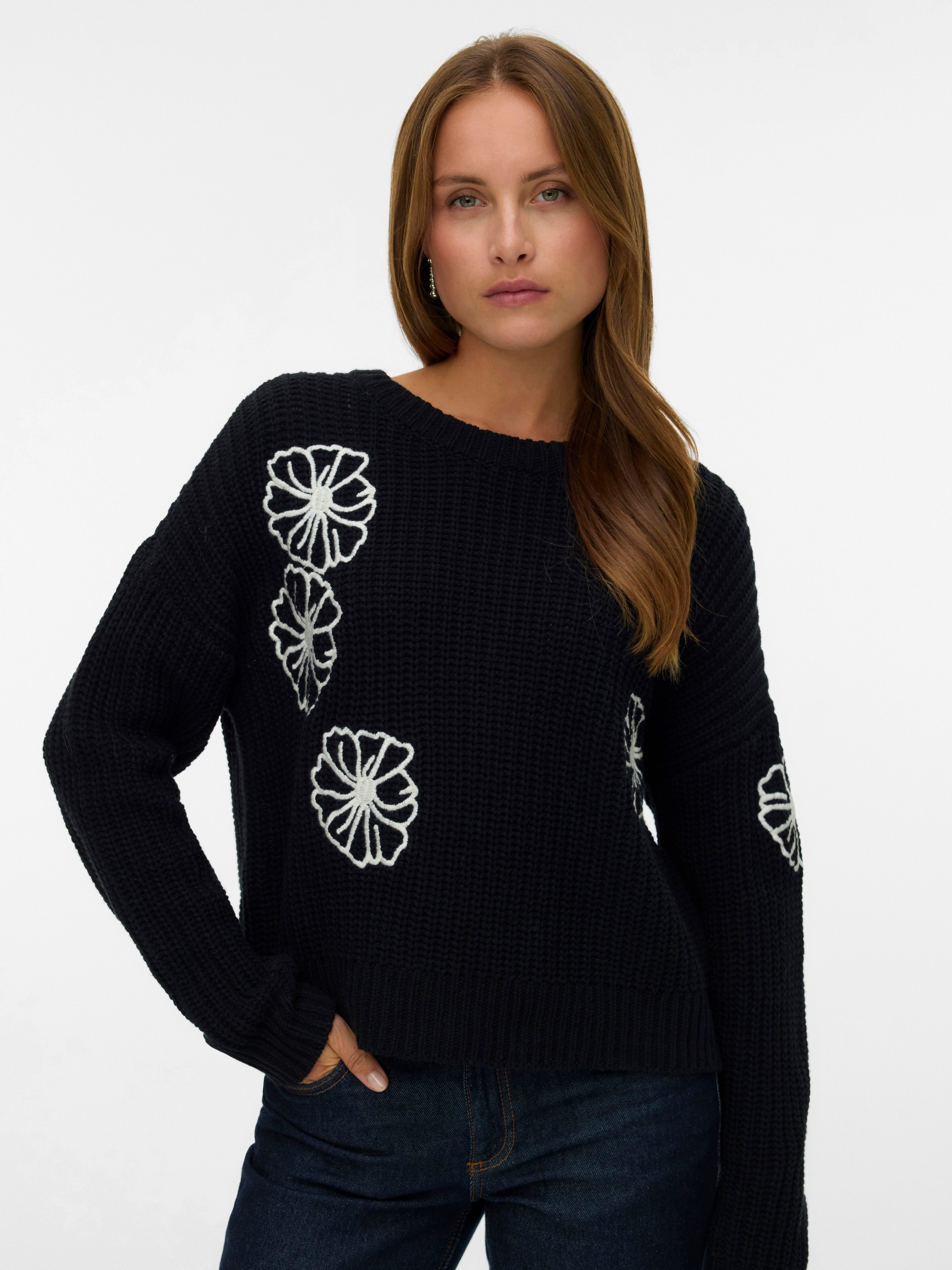 Vero Moda Rundhalspullover VMLAURA LS O-NECK PULLOVER BOO