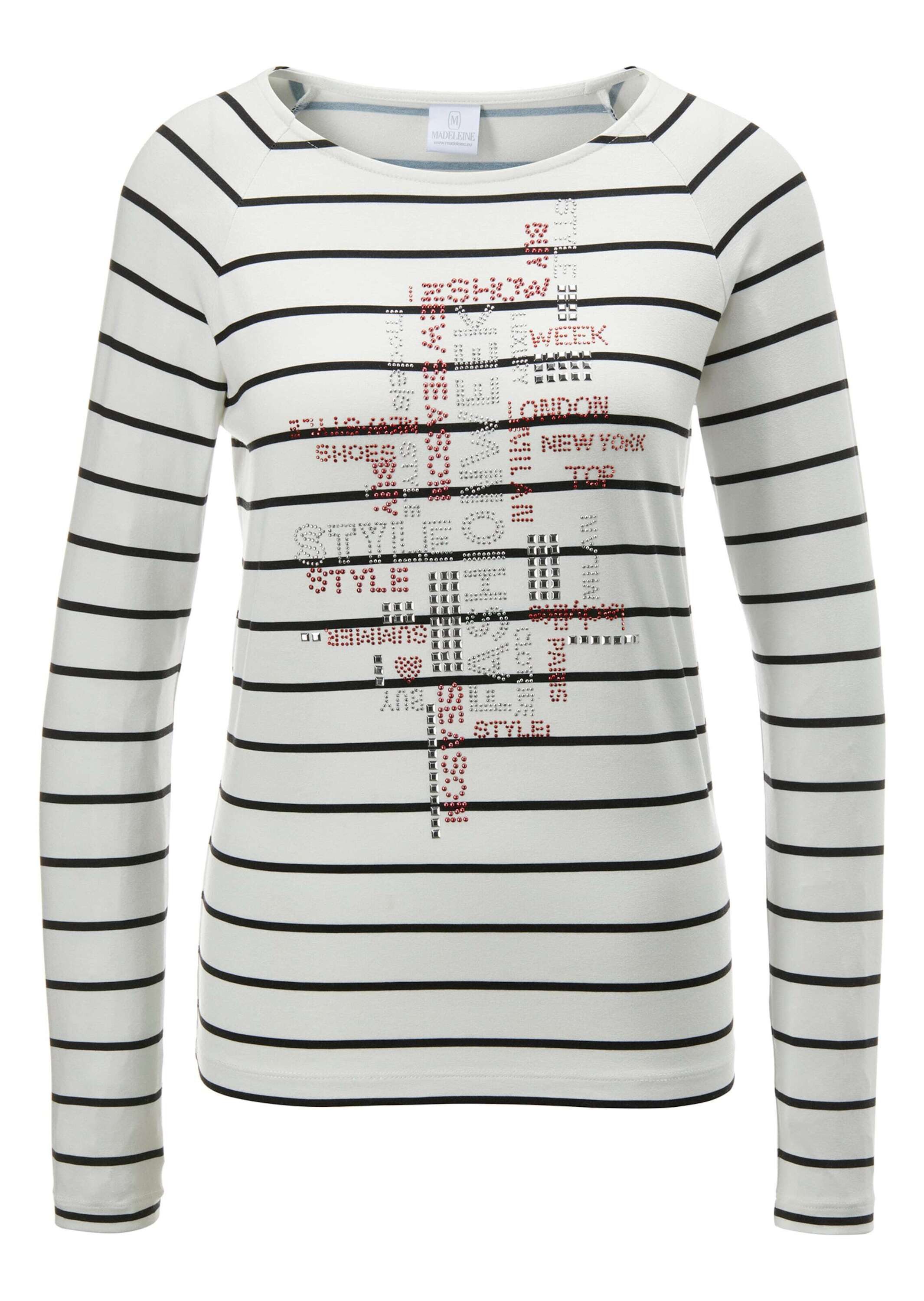 Langarmshirt Ringel-Shirt mit glitzernden Schmucksteinen