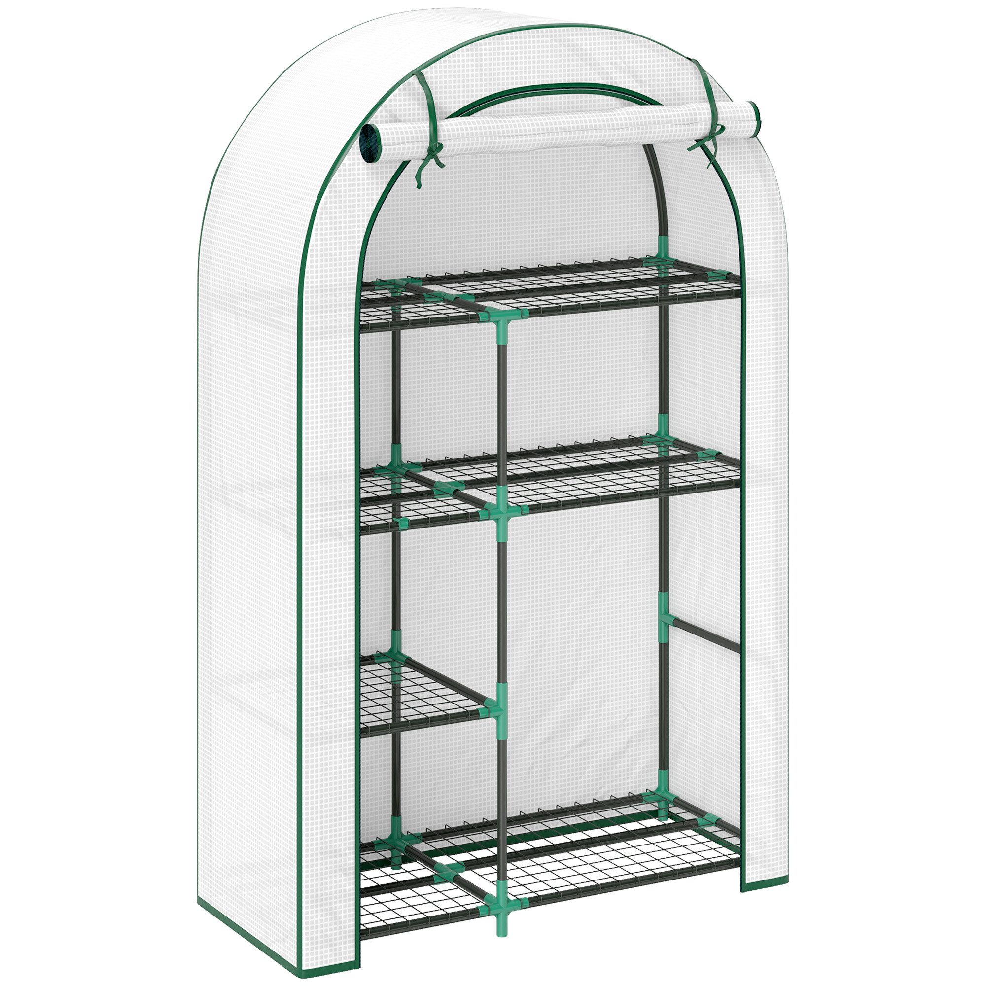 MC Star Gewächshaus mit Runddach Tür, Regale, winterfest Foliengewächshaus aus Stahl, Treibhaus für Balkon, Garten, Tomatenhaus 100 x 45 x 160 cm, Tomatengewächshaus für Tomaten, Gemüse, Blumen weiß | Rabatt: 33%