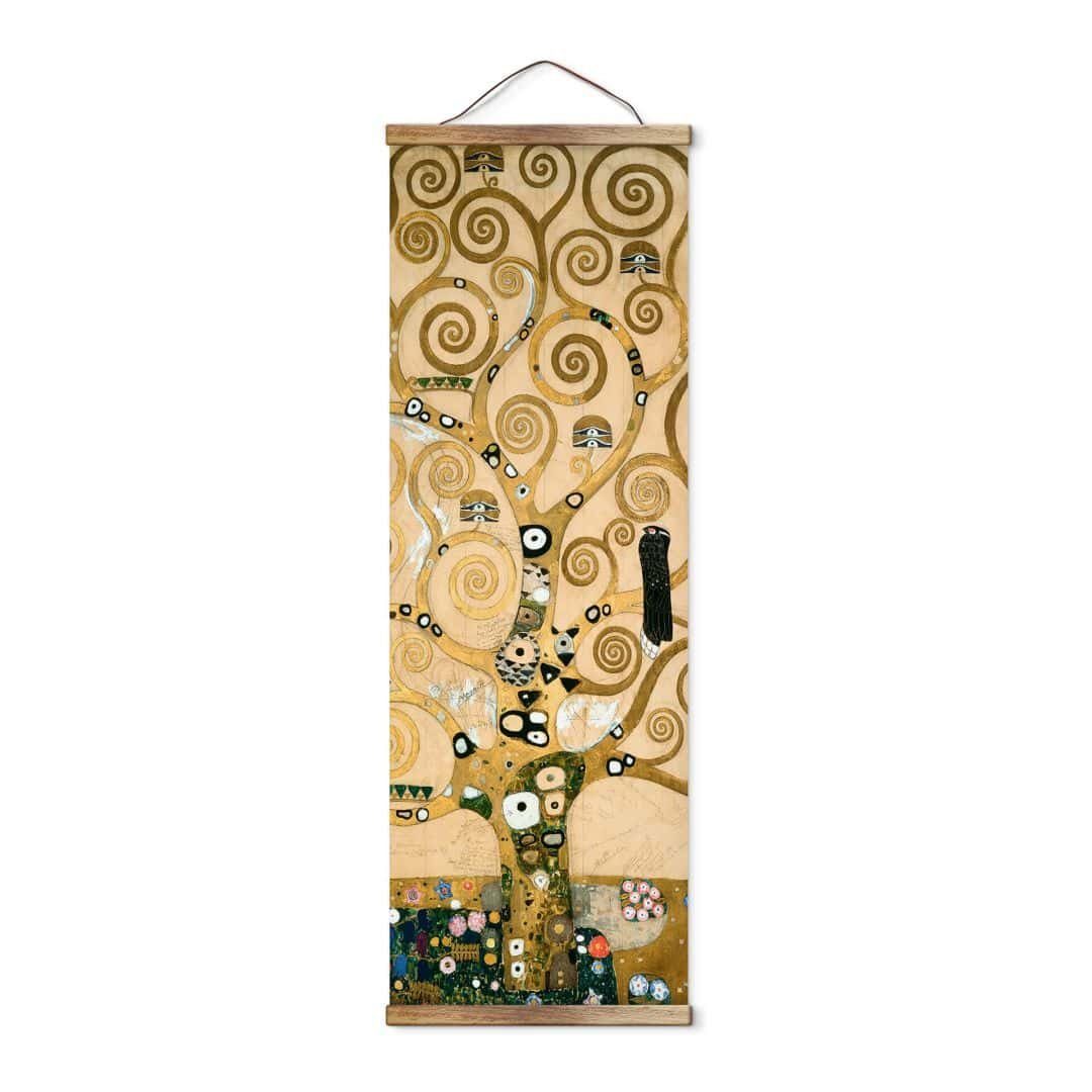 K&L Wall Art Leinwandbild Vintage Stoffbild Poster Klimt Baum des Lebens Feng Shui Deko, Lebensbaum Banner gold ohne Zubehör