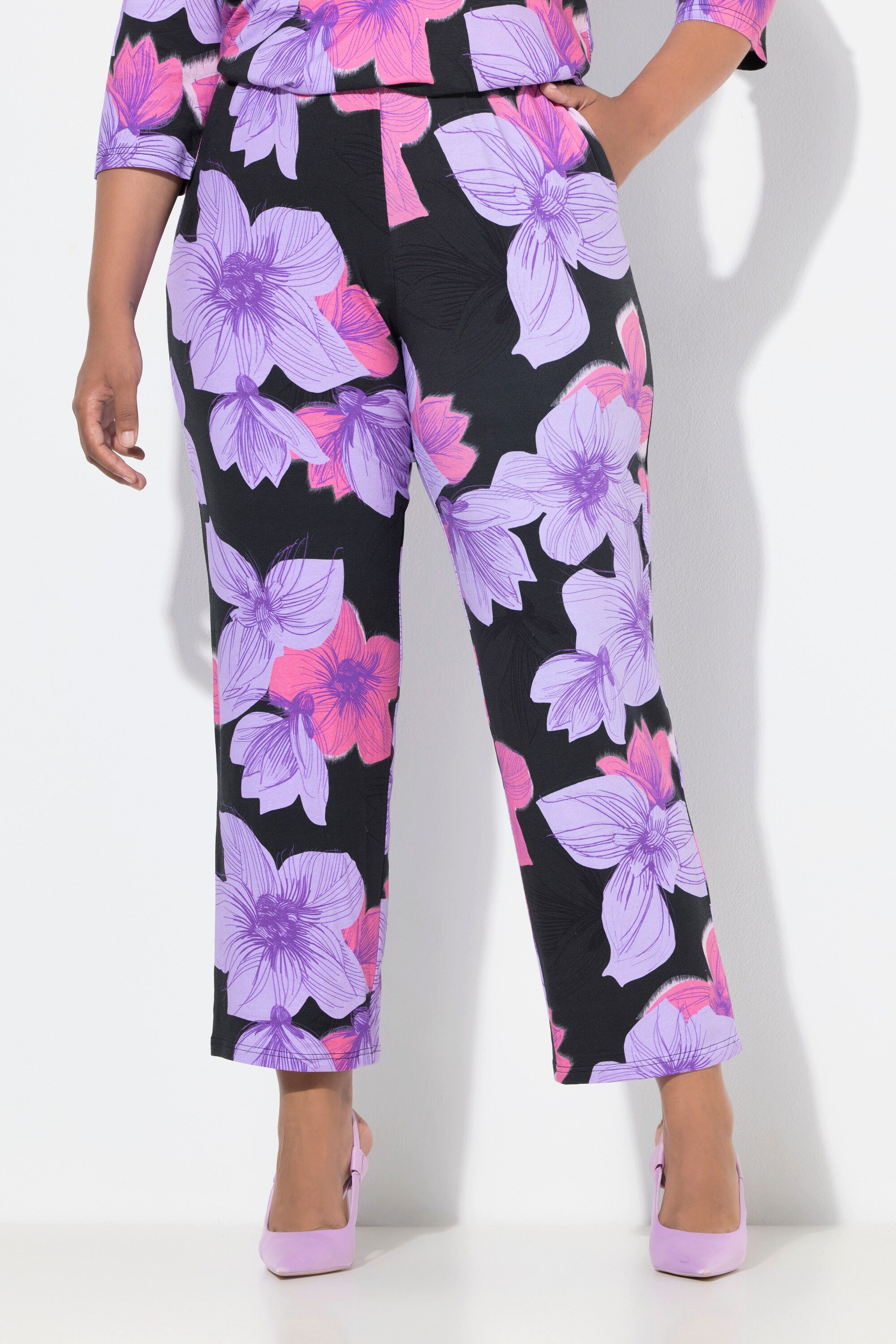 Schlupfhose Jerseyhose Blüten weites Bein Elastikbund