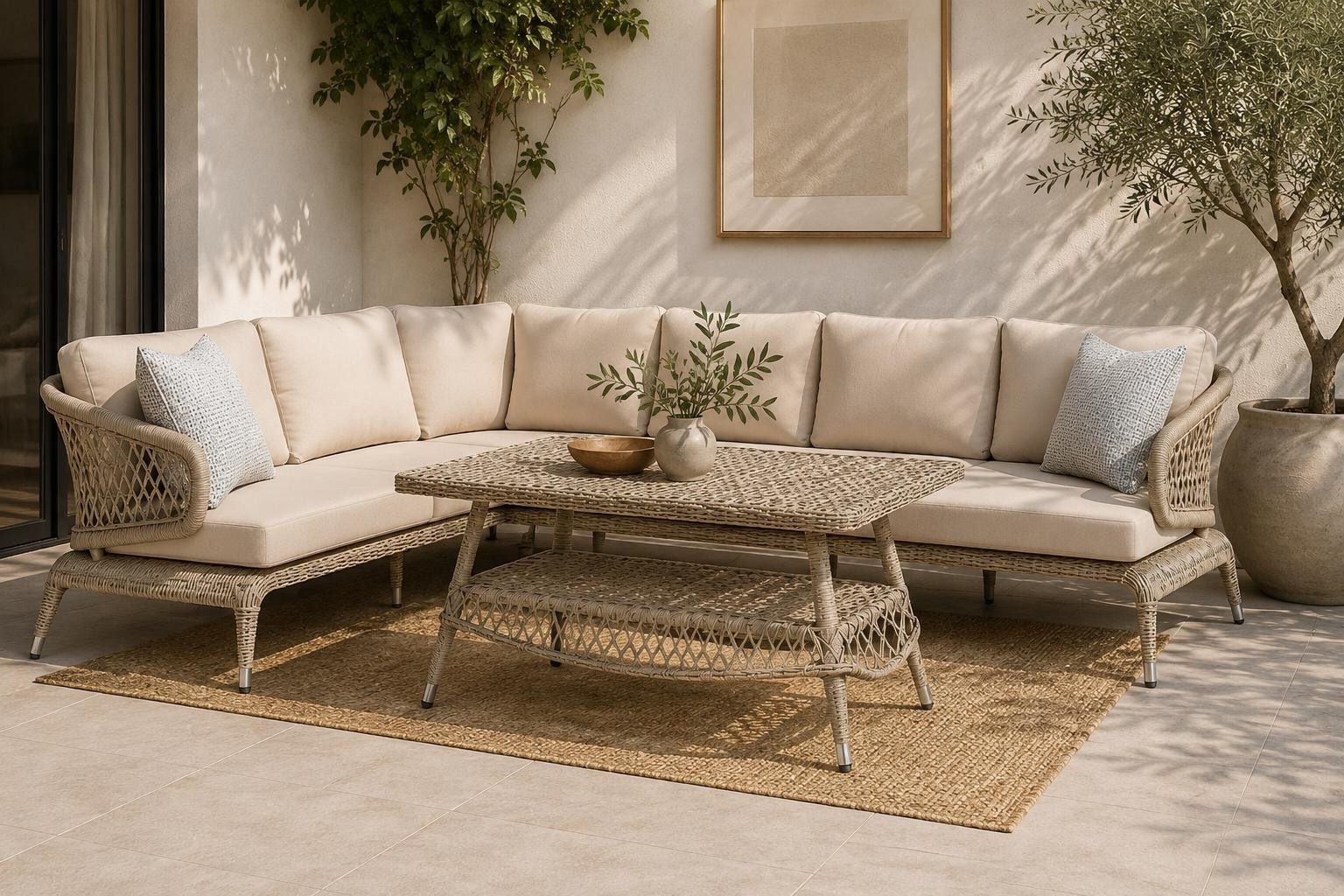 Xlmoebel Ecksofa Garten Sitzgarnitur Ecksofa L-Form Modern Beige Terrassenmöbel, 1 Teile