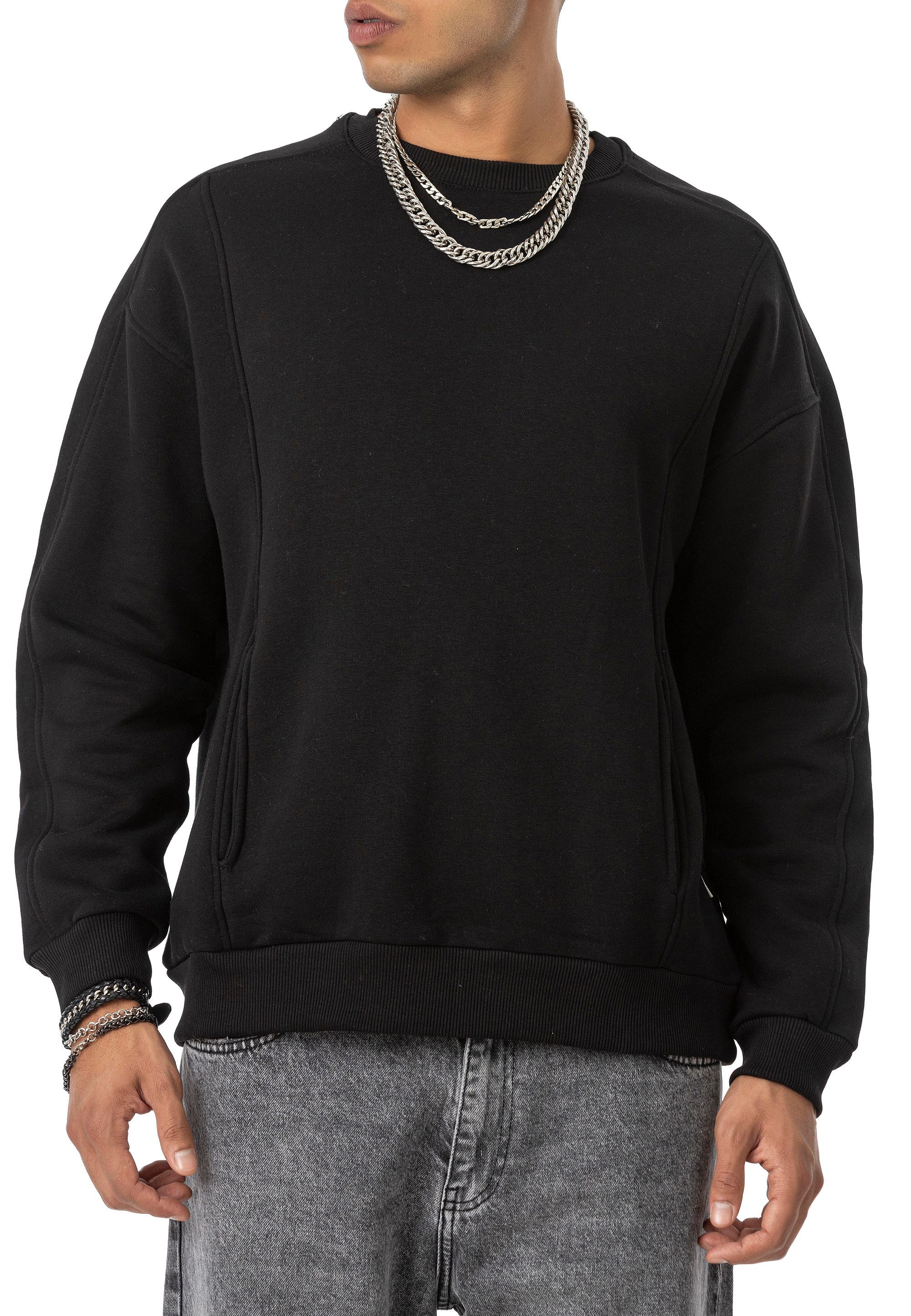 Sweatshirt by Spruce Oversized Rundhals mit Seitentaschen