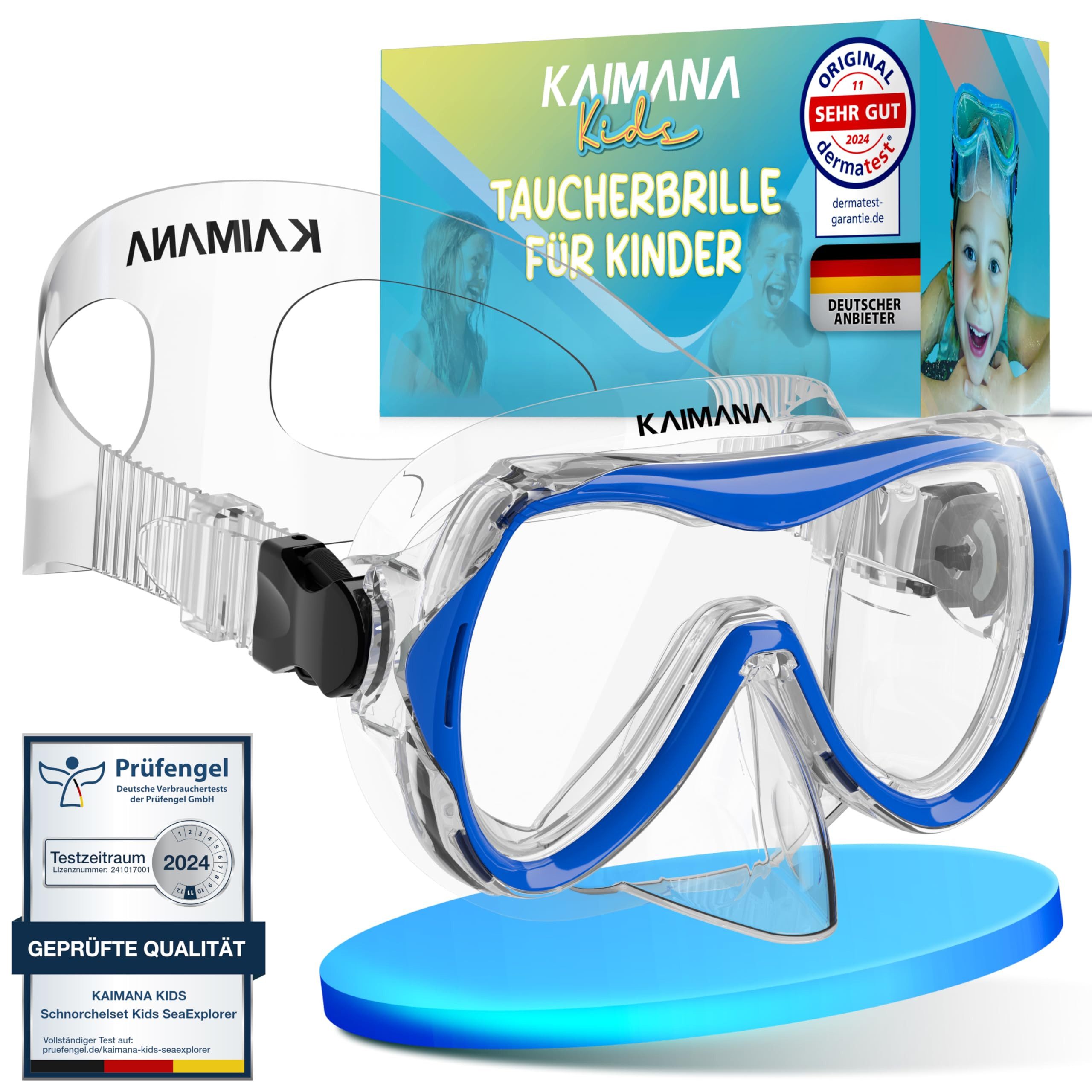 KAIMANA Tauchermaske - Taucherbrille Kinder inkl. Tragetasche, besonders Bequeme Tauchmaske Kinder