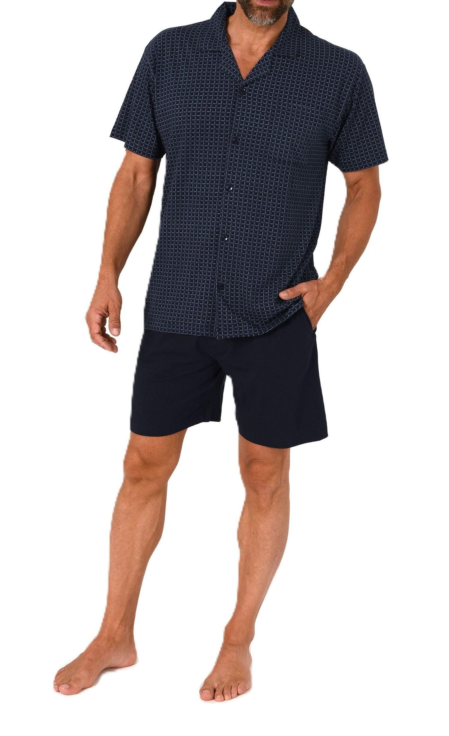 Normann Pyjama Herren kurzarm Schlafanzug Shorty Pyjama zum durchknöpfen günstig online kaufen