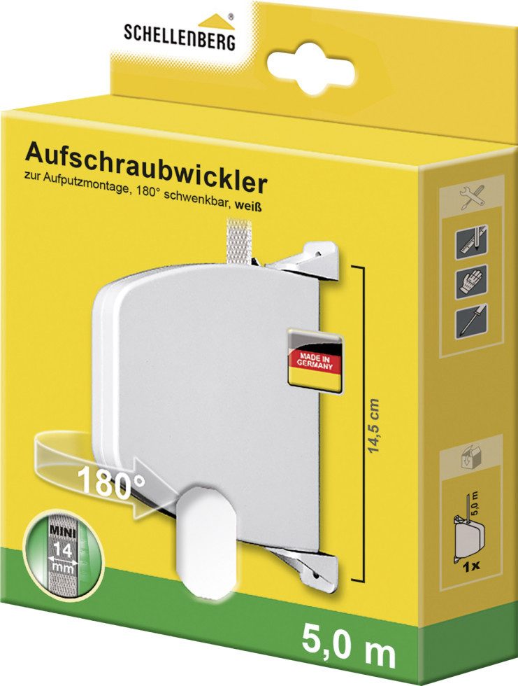 SCHELLENBERG Aufputz-Gurtwickler Schellenberg Aufschraubwickler Mini inkl. 5 m