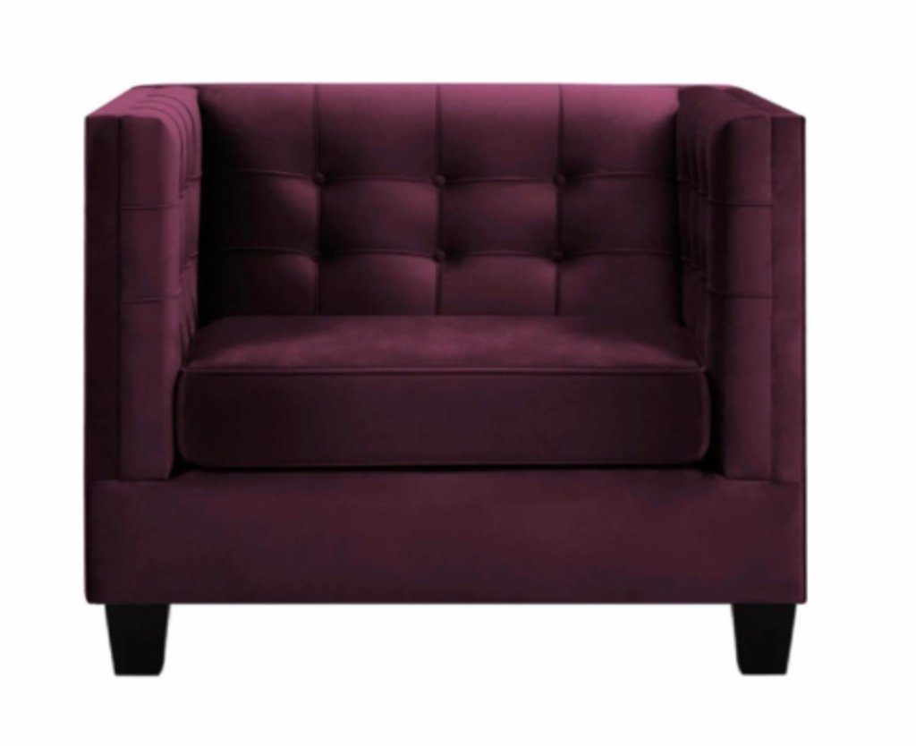 Textil Chesterfield-Sessel, JVmoebel Sessel Chesterfield Kreative Stoff Möbel Violett Neu Modern Wohnzimmer