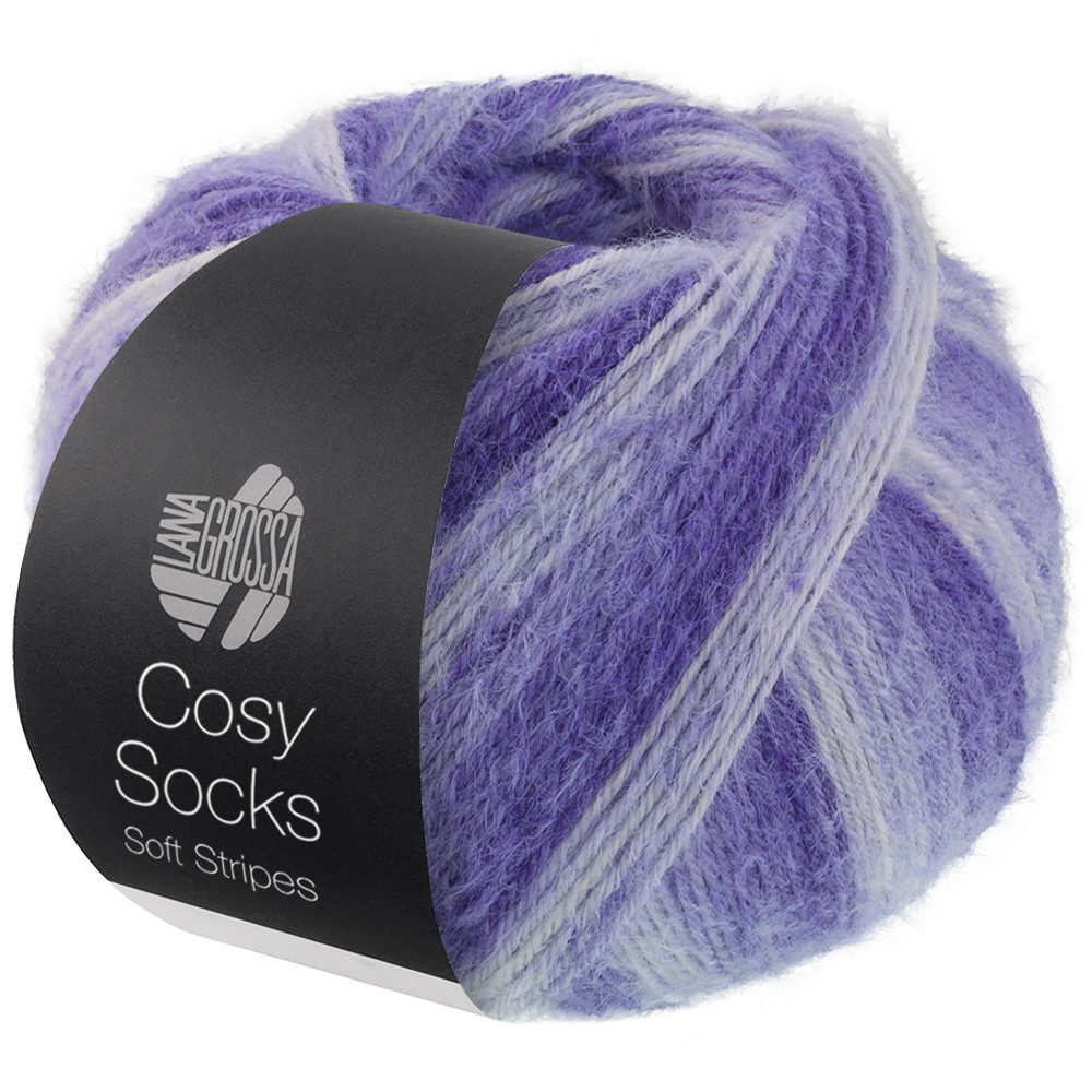 LANA GROSSA Meilenweit 100 g COSY SOCKS SOFT STRIPES Häkelwolle, 400 m (Flauschige Sockenwolle mit Merinowolle mit besonderem Druckeffekt, waschmaschinenfest), 100 g