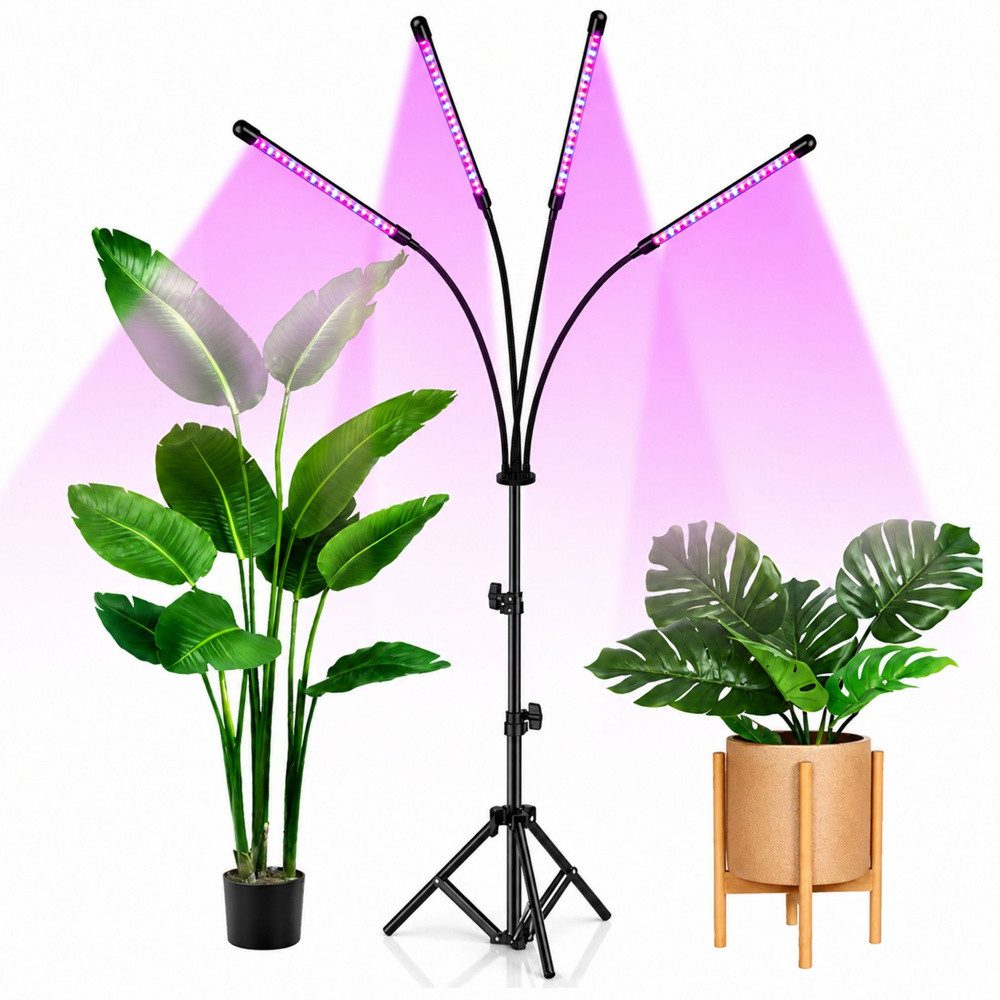 LEAN TOYS Pflanzenlampe Wachstumsleuchte Pflanzenlicht Standleuchte, dimmbar, Timer, Fernbedienung, schwenkbare Lichtarme, höhenverstellbar, LED, Blau, Rot, 4 Lichtarme, dimmbar, Timer, Fernbedienung, 360°