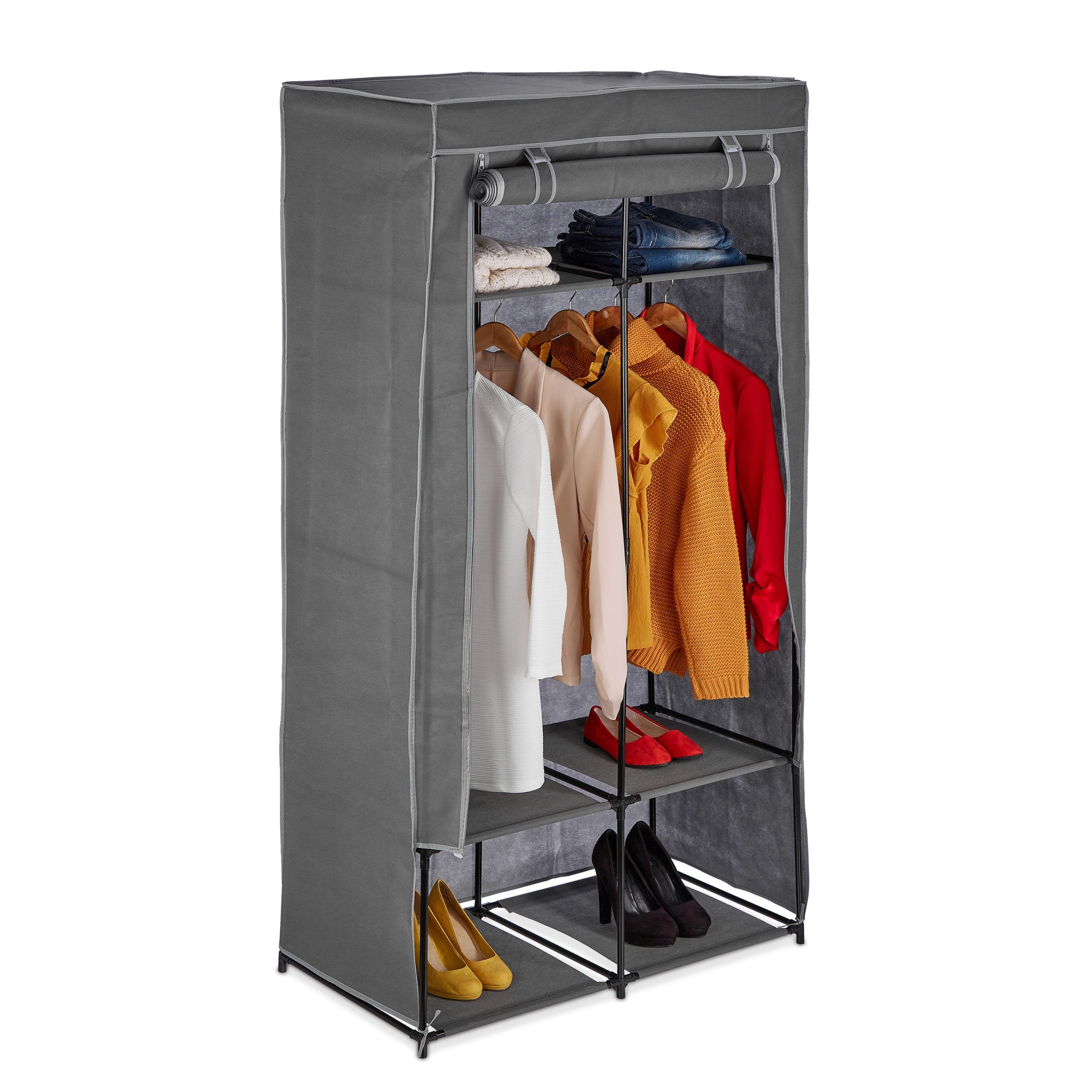 relaxdays Stoffschrank mit 6 Fäch Anthrazit günstig online kaufen