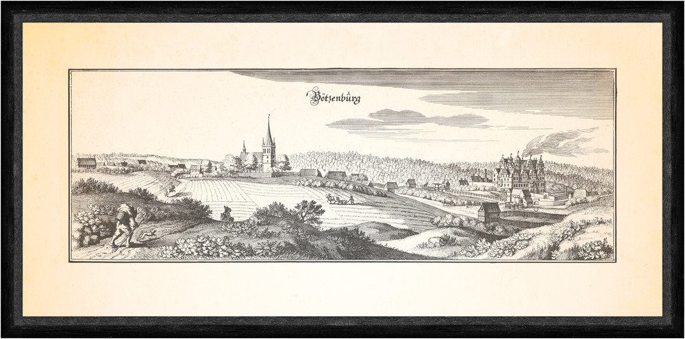 Kunstdruck Bötzenburg Boitzenburg Uckermark Klostermühle Kloster Faks_Merian 056