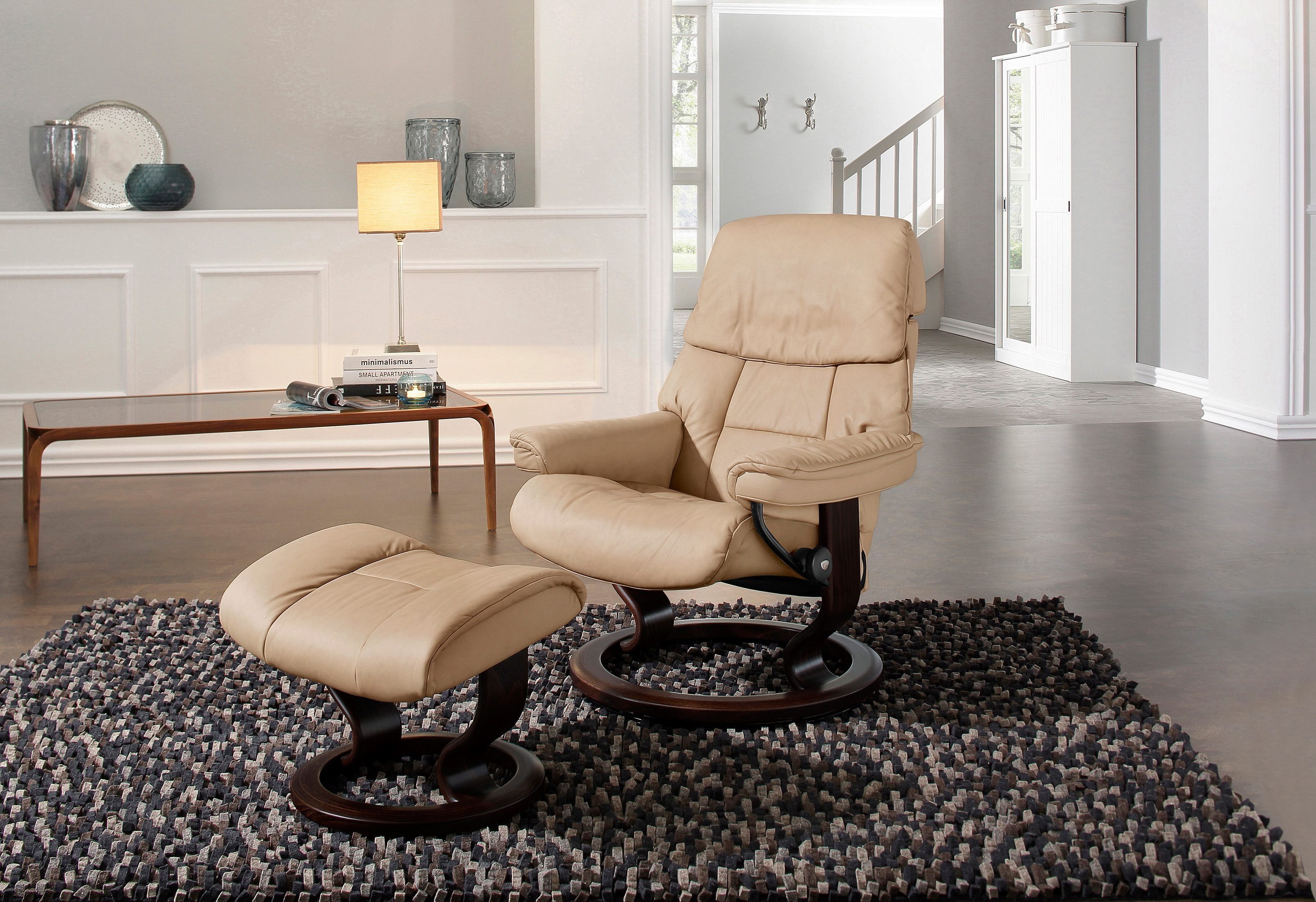 Stressless® Relaxsessel Ruby (Set, Relaxsessel mit Hocker), mit Classic Base, Größe L, Gestell Eiche, Wenge, Braun & Schwarz