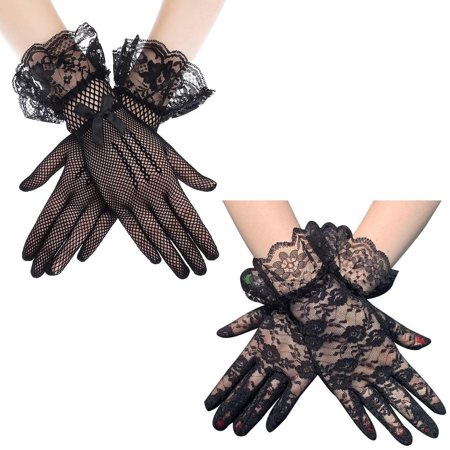 LuxusKollektion Abendhandschuhe Damen Handschuhe Spitze Schwarz Hochzeit (1-St)
