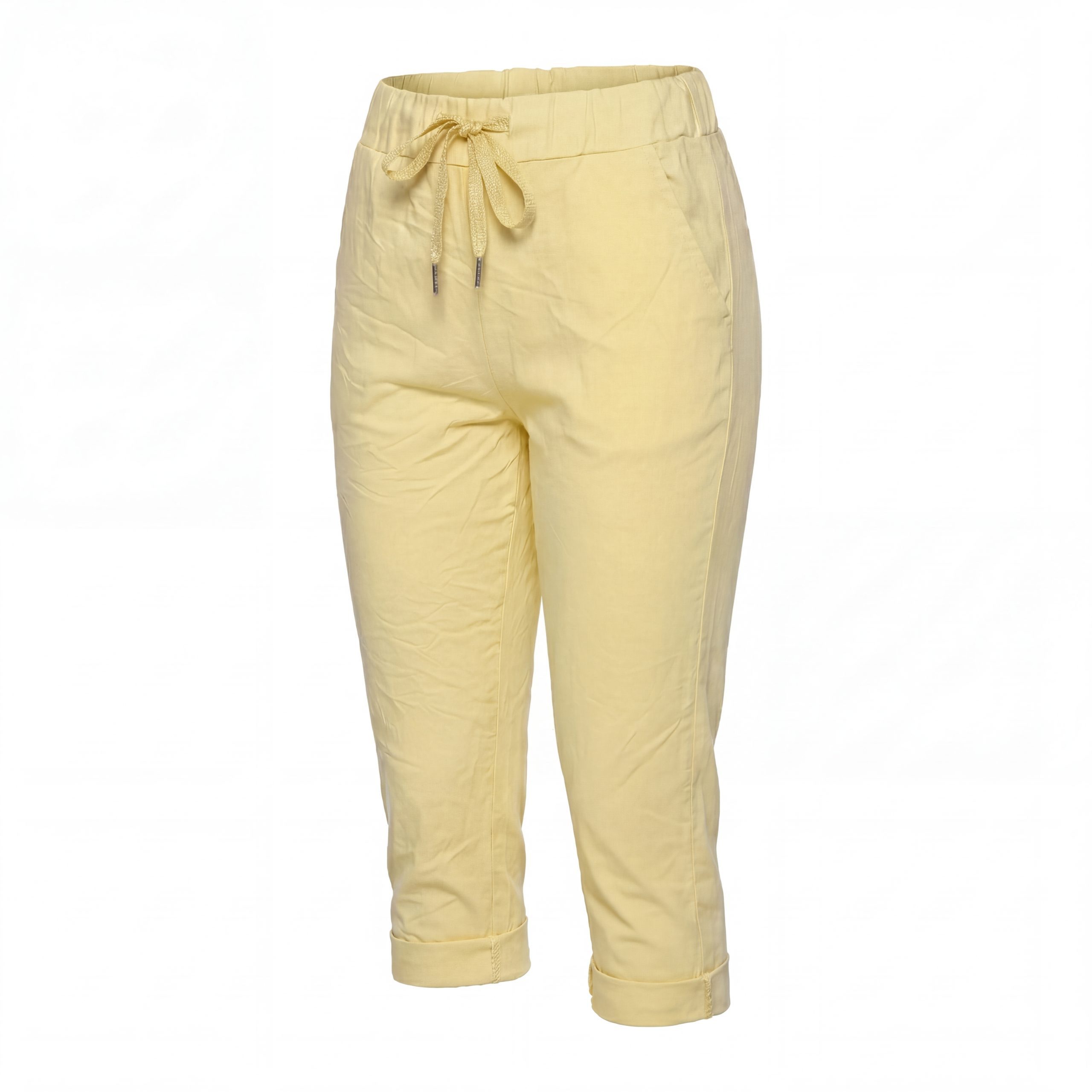 OriginalYou Caprihose Damen Sommerhose 7/8 Chinoshorts in Knitteroptik mit elastischem Bund moderne Knitteroptik, erhältlich in den Größe 36 bis 48