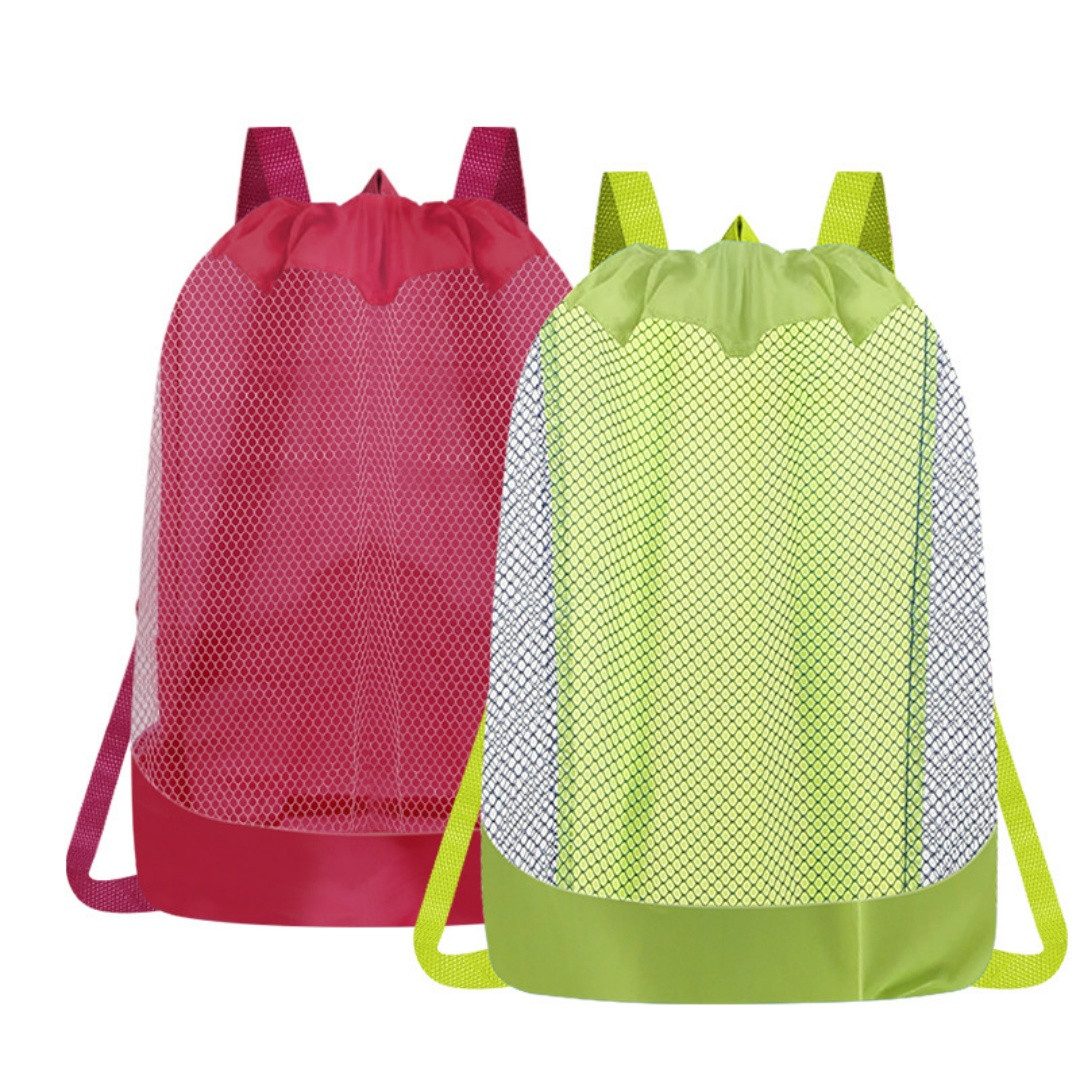 FOUORTUNATE-BEE Strandtasche Strandspielzeug Netzbeutel Kinder Mesh Rucksack mit Kordelzug Groß, Für Strand Sandkasten Reisen Muscheln Handtuch Snacks und Spielzeug