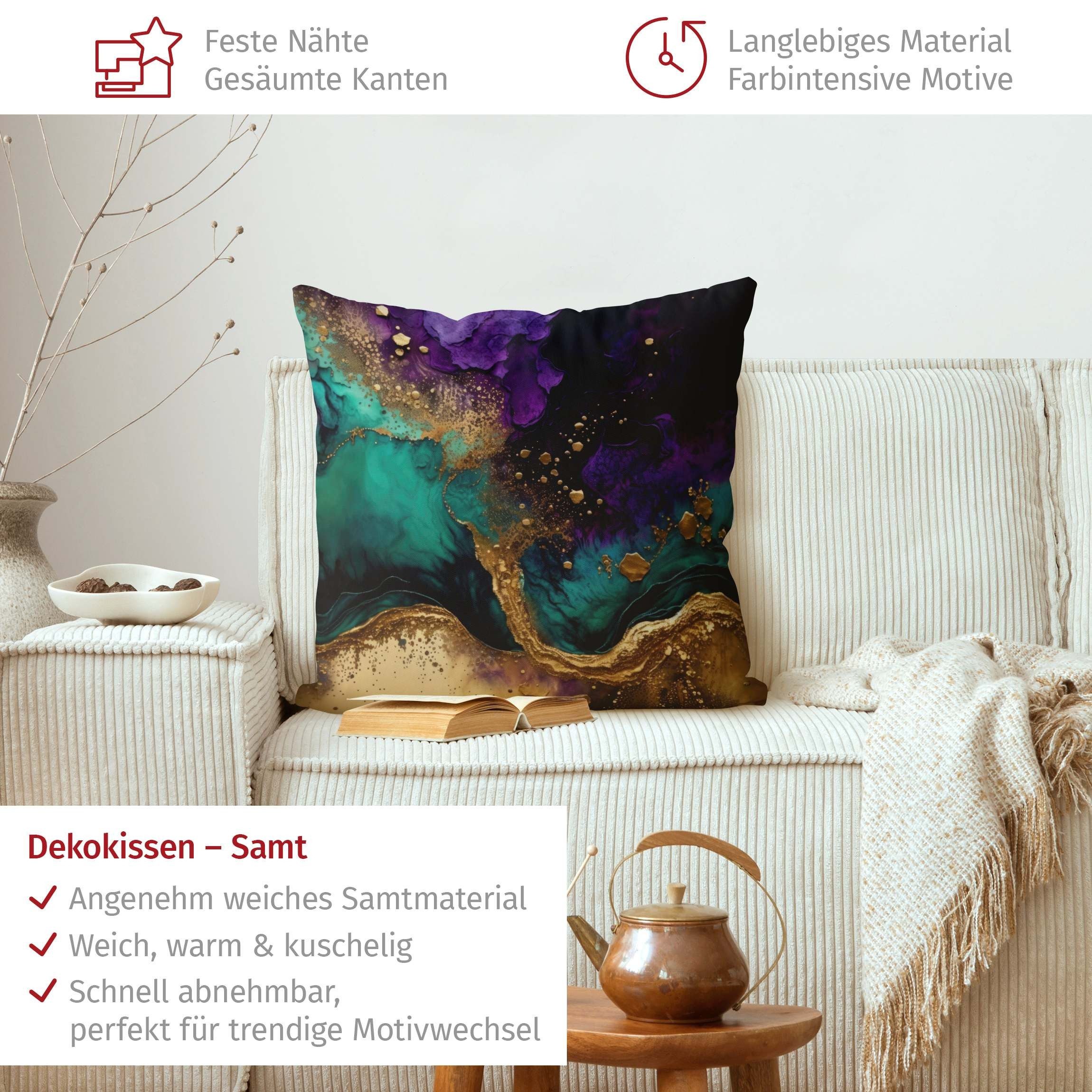 Bilderdepot24 Dekokissen drinnen Kissenhülle/ Sofakissen/ Zierkissen Kissenhülle violett mit Mo, Bezug mit / ohne Füllung Zierkissen Outdoor Sofa Bett