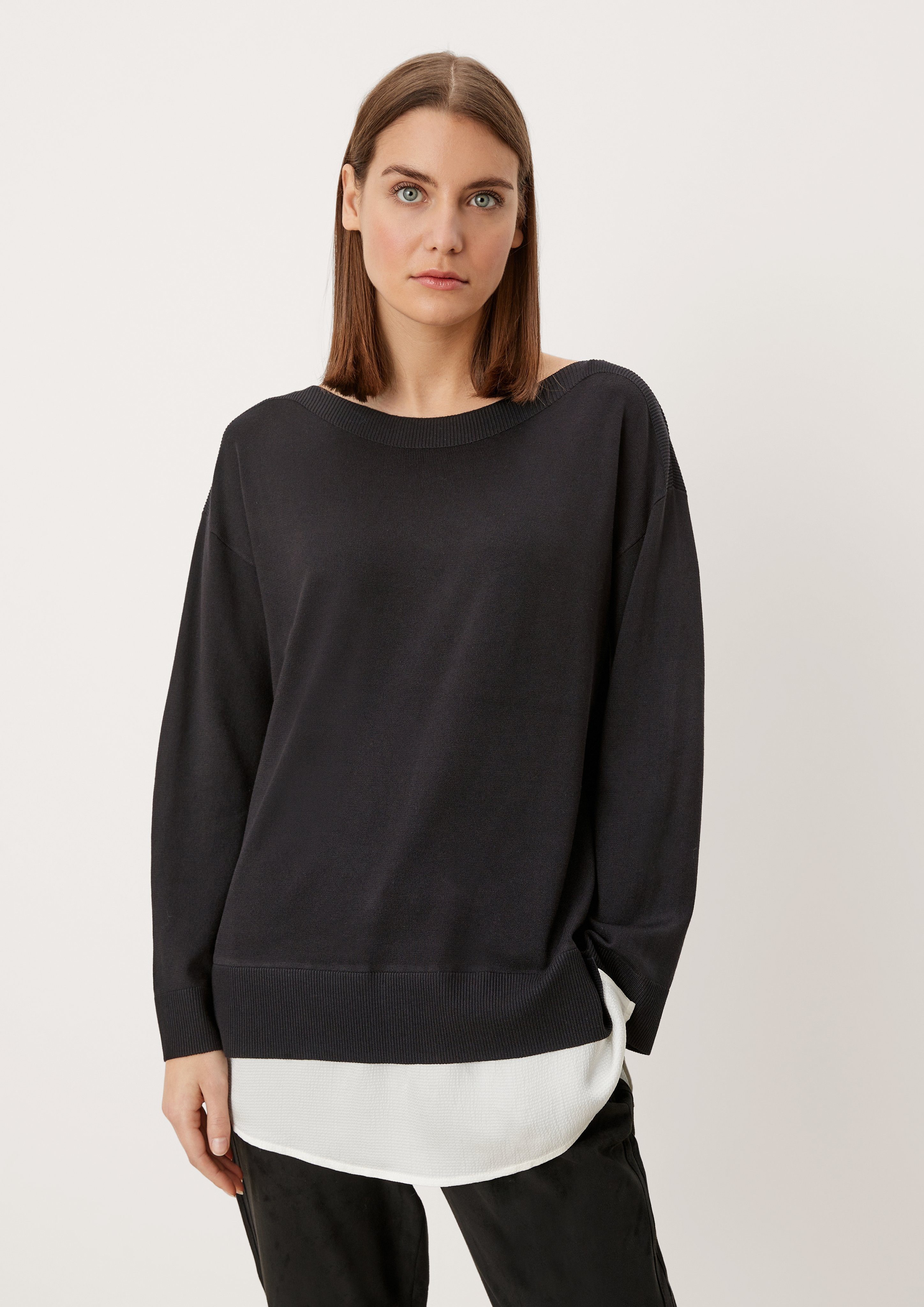 Schwarzer Pullover von s.Oliver Damen Kleidung Hoodies & Pullover Sweater Lange Pullover S.Oliver Lange Pullover 