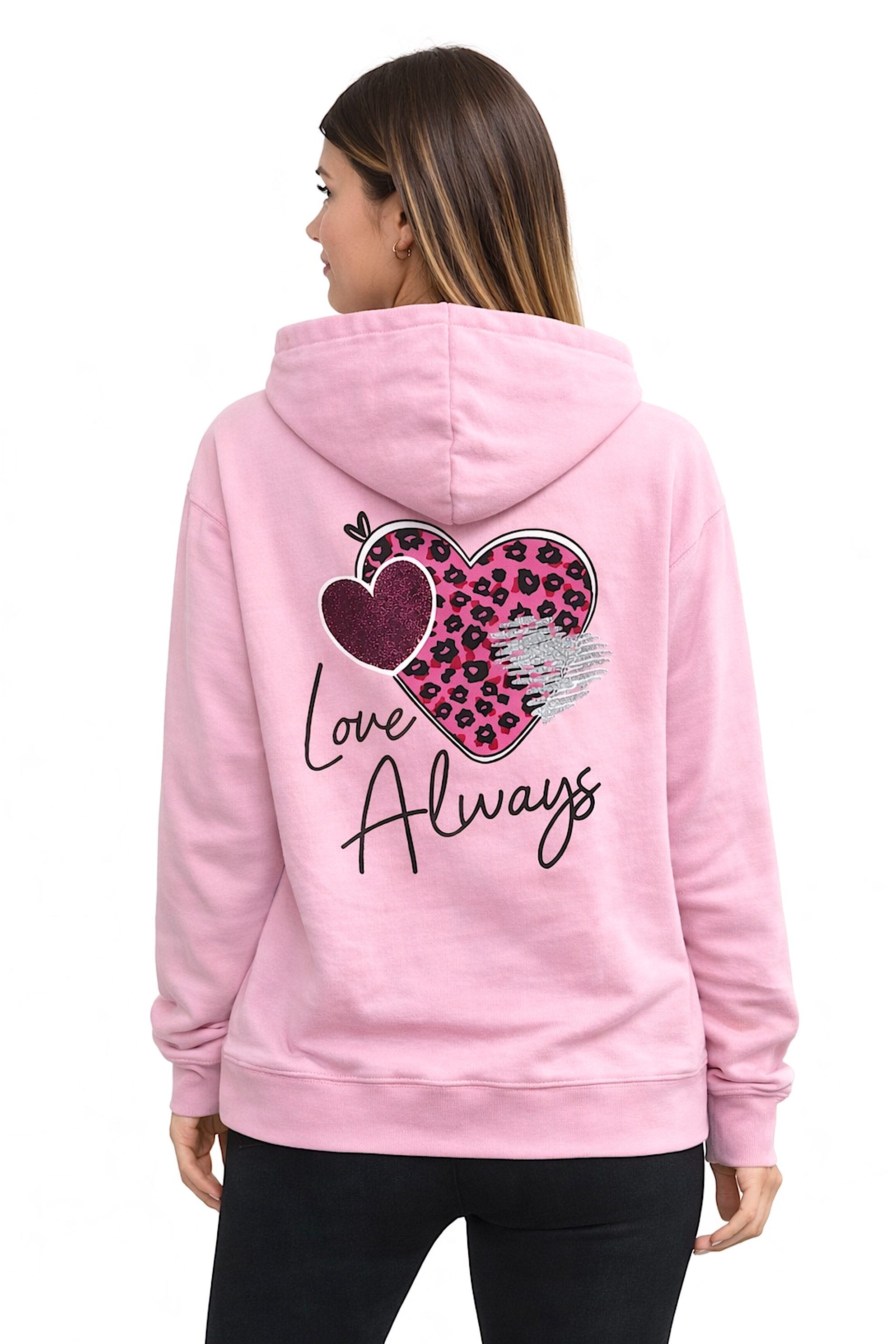 Worldclassca Hoodie Worldclassca Oversized Hoodie "LOVE ALWAYS" Kapuzenpullover Sweatshirt Neue Kollektion - Stilvolle und gemütliche Casual Mode für Damen