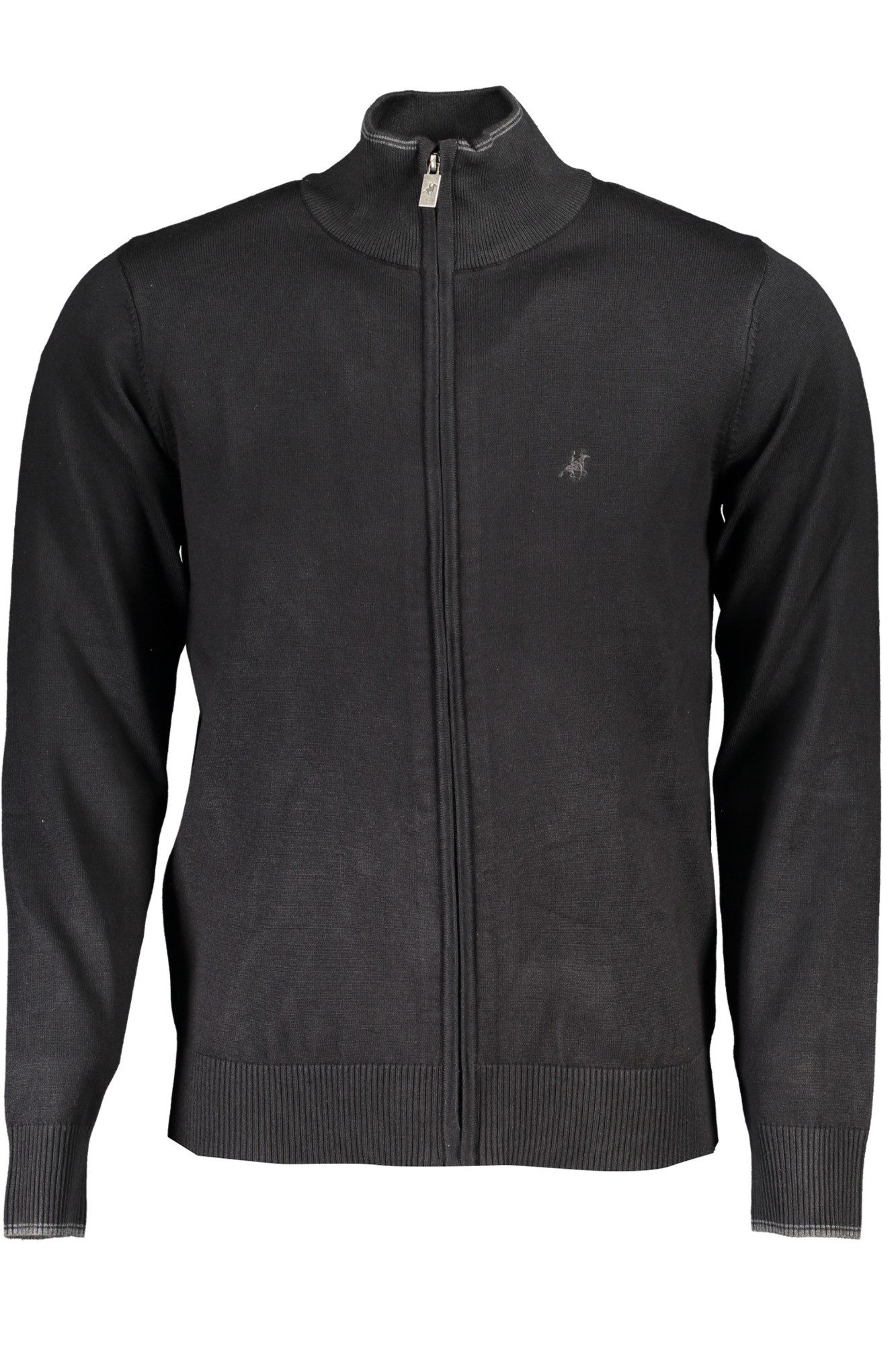 U.S. Polo Strickpullover Elegante Schwarze Herren-Cardigan mit Kontrastdetails und Stickerei