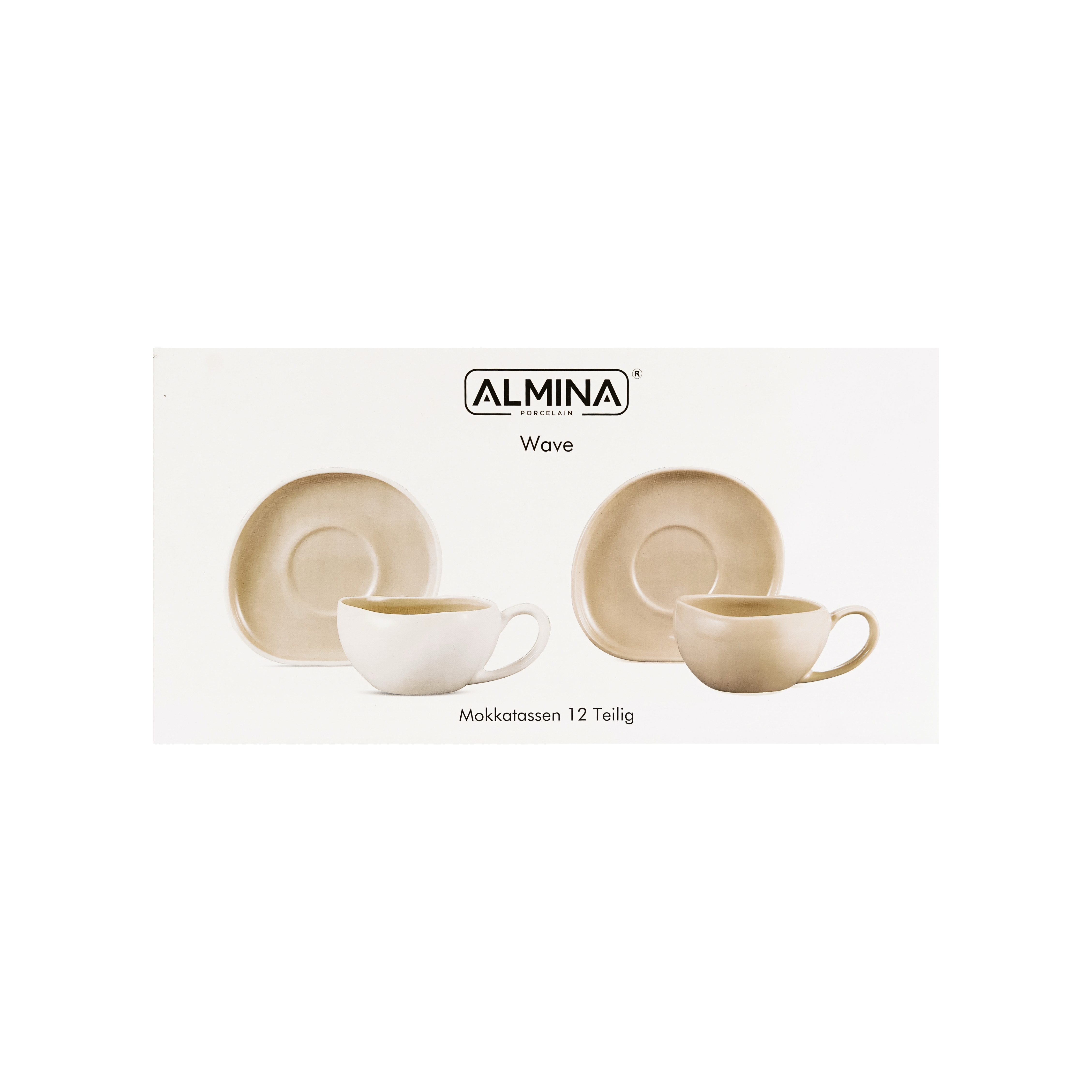 Almina Kaffeeservice Wave Cream Mokkatassen mit Untertellern (12-tlg), 6 Personen, Porzellan, 12-teiliges-Set – Bild 5 von 5