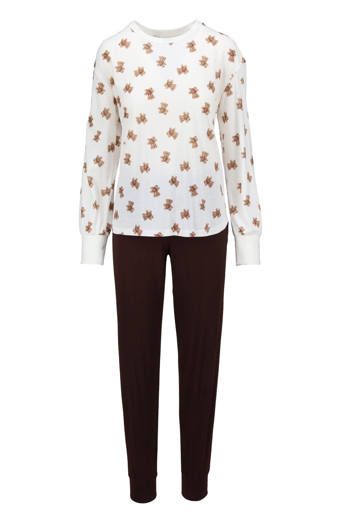Ringella Pyjama Langarm Schlafanzug mit Strickbündchen und Bärchen-Dessin (2 tlg) Reine Baumwolle in Single Jersey-Qualität
