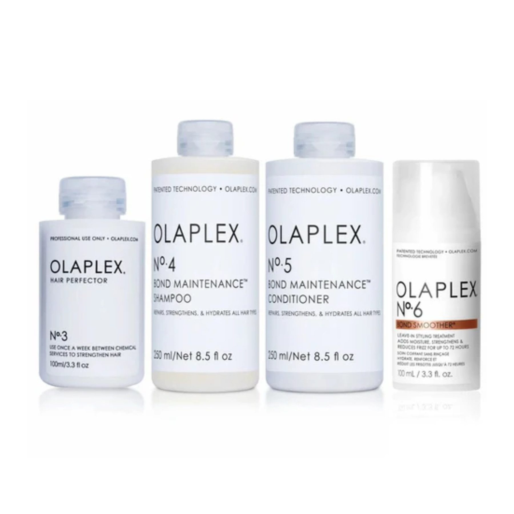 Olaplex Haarpflege-Set Olaplex Set No. 3, 4, 5 & 6 – Reparatur Shampoo Conditioner Leave-In, 4-tlg., reichhaltig