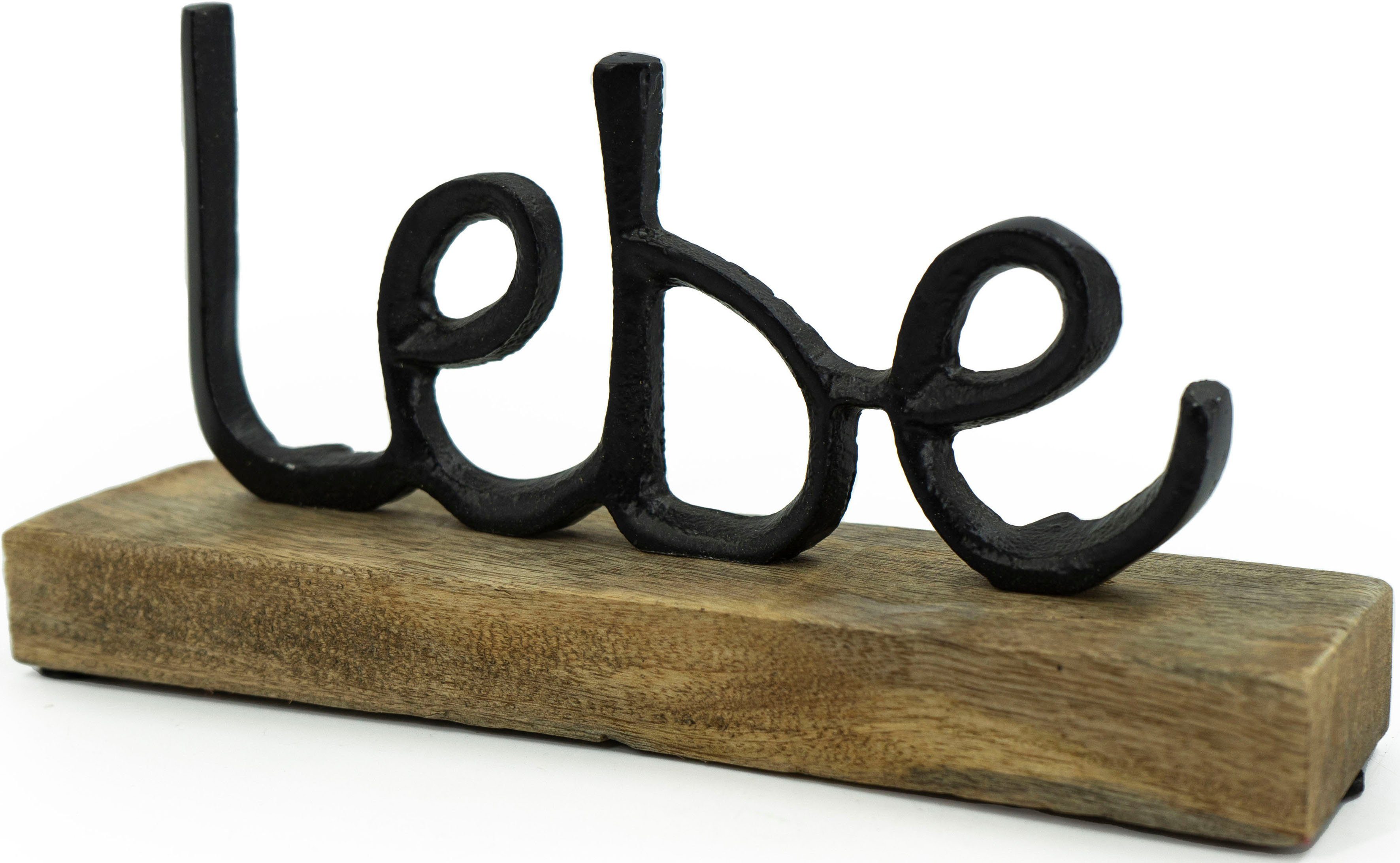 Holz Aluminium und Lebe, Liebe, Deko-Schriftzug aus St), Lache NOOR LIVING (3 schwarz