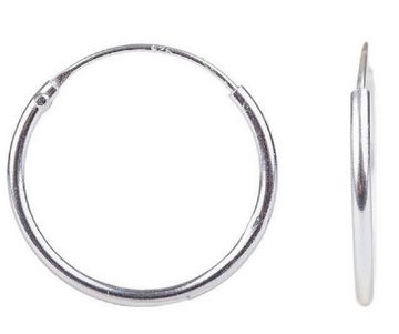 unbespielt Paar Creolen Ohrringe Drahtcreole glänzend 925 Silber 15 mm inkl. Schmuckbox, Silberschmuck für Damen