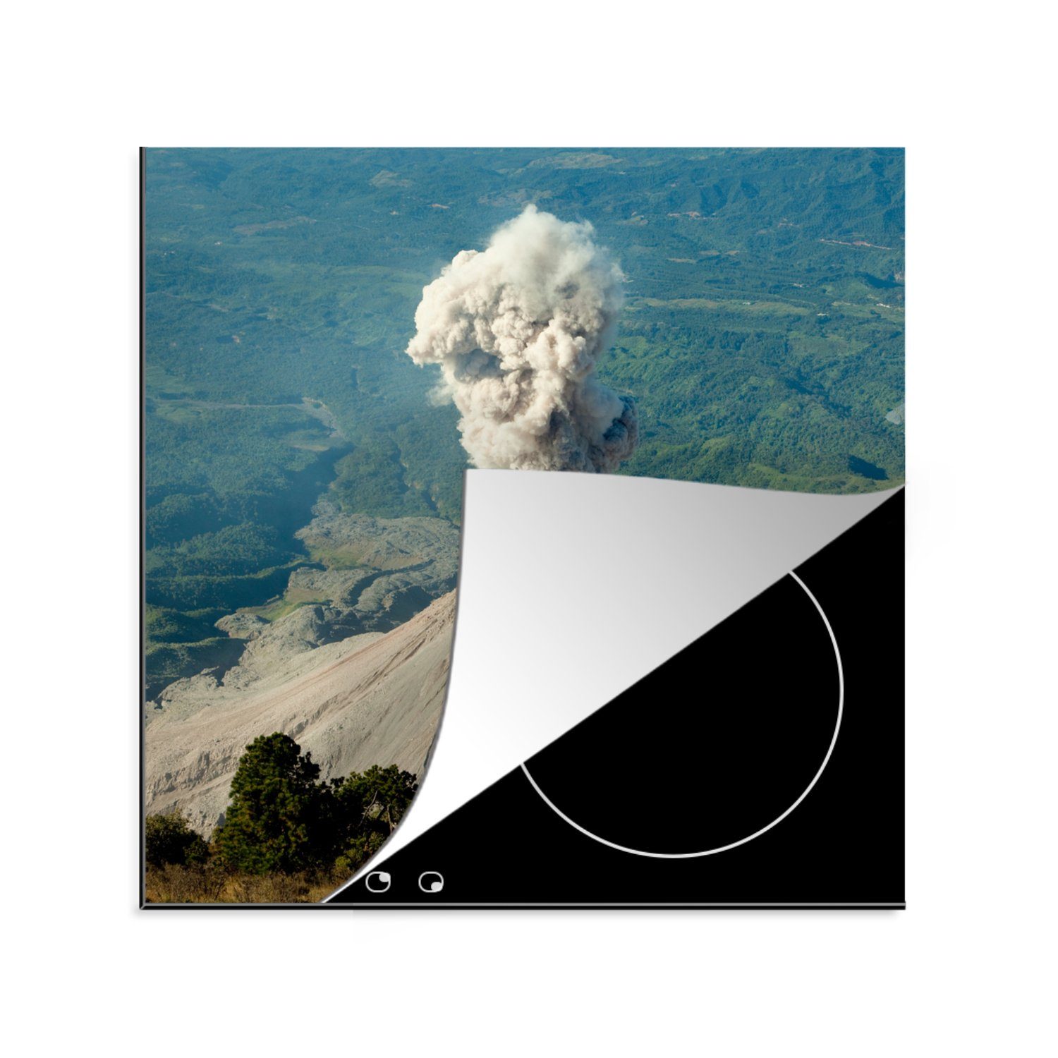 78x78 Vinyl, cm, Herdblende-/Abdeckplatte Ceranfeldabdeckung, - tlg), (1 - küche Guatemala Arbeitsplatte Wald, für Vulkan MuchoWow