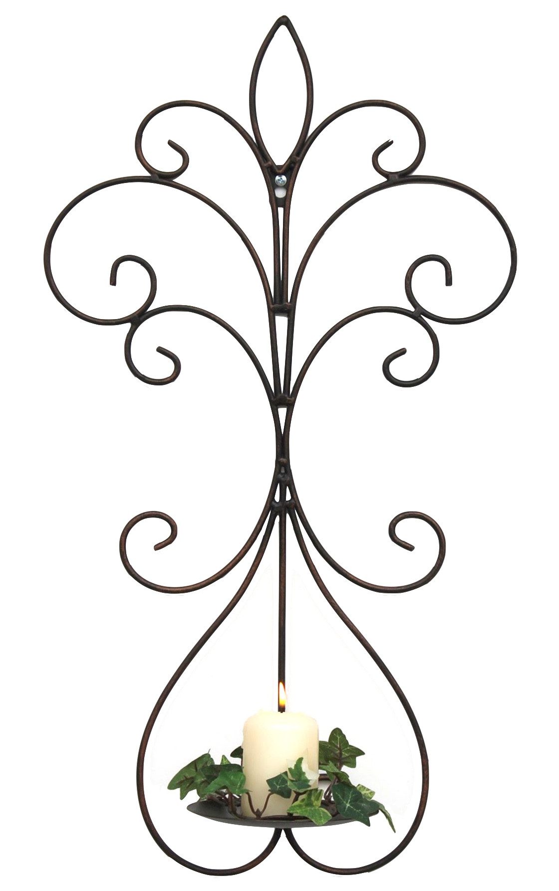 DanDiBo Wandkerzenhalter Metall Antik Schwarz 12107 Kerzenhalter Wand 58 cm, Schmiedeeisen Kerzenleuchter Einzel