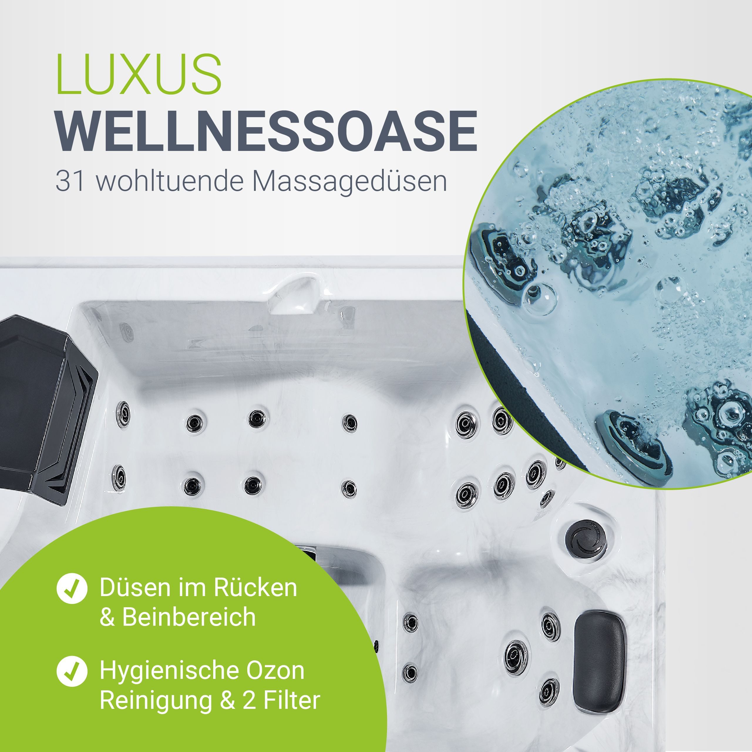 Artsauna Whirlpool Oasis, (Spa mit Massagedüsen, LED-Beleuchtung, inkl. Abdeckung)