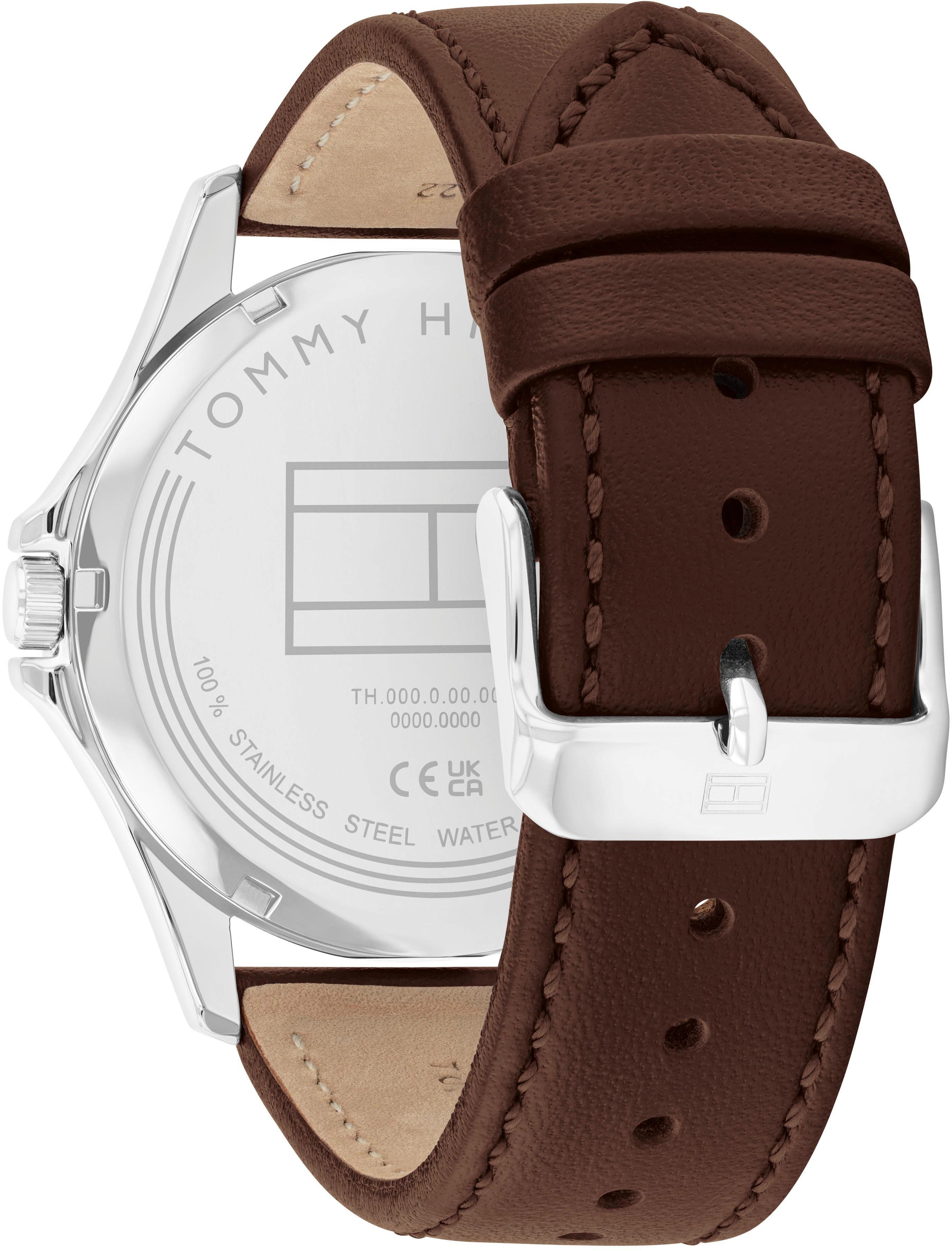 Tommy Hilfiger Quarzuhr BRUCE 1710669, Armbanduhr, Herrenuhr, Lederarmband, analog