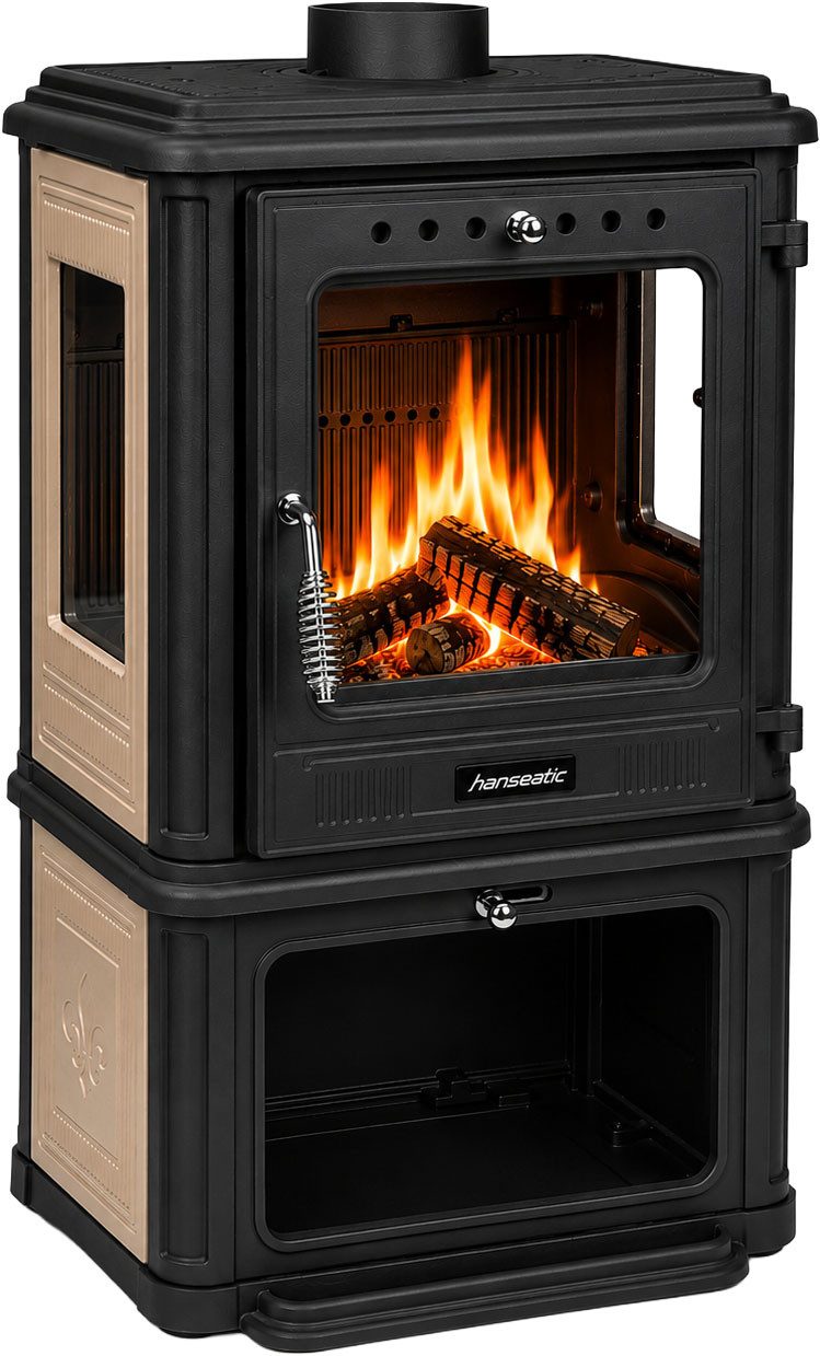 Hanseatic Kaminofen Mars Beige, 7,2 kW, Zeitbrand, Großer Feuerraum