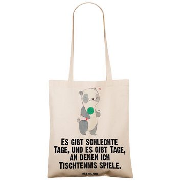 Mr. & Mrs. Panda Tragetasche Panda Tischtennis - Transparent - Geschenk, Schenken, Beuteltasche, H (1-tlg), Cross Stitching Griffe