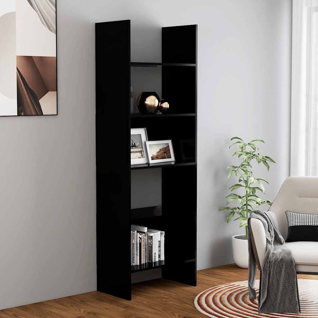furnicato Bücherregal Moderner Bücherschrank 60 x 35 x 180 cm in Schwarz aus Holzwerkstoff, 1-tlg., Stabiles Regal mit fünf Fächern für Bücher und stilvolle Wohnräume