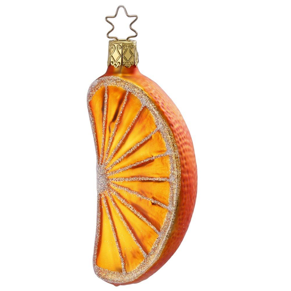 Christbaumschmuck Orange Anhänger Christbaumschmuck, 10cm Glas Gelb Orangenstück INGE-GLAS®