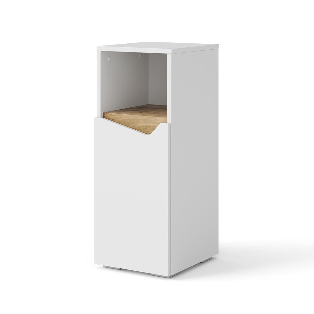 Vicco Midischrank Marelle, Weiß/Artisan-Eiche, 30 x 74.5 cm mit Tür und offenem Fach (1-St)