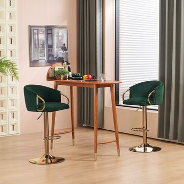 REDOM Barhocker Höhenverstellbare Barstühle, drehbare, 2er-Set (mit mittlerer Rückenlehne und goldener Fußstütze, für Küchen-, Bar- und Restauranttheken)