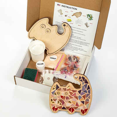 NKlaus Puzzle DIY Mosaik Bastelset Katze 10tlg. Spielzeug Kinder & Erwachsene Craft, 10 Puzzleteile