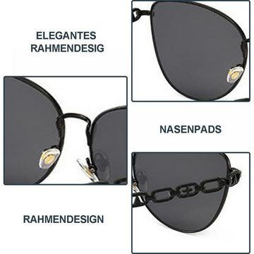 Fivejoy Sonnenbrille mit Metallrahmen Damen UV400 Schutz Vintage Pilotenbrille