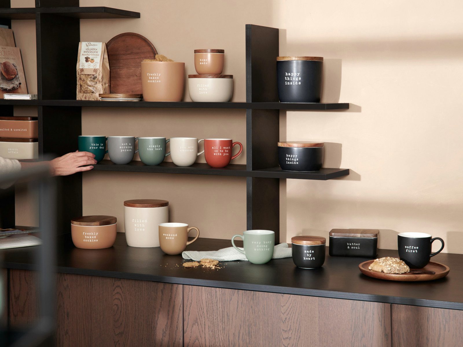 ASA SELECTION Vorratsdose hey! Marmeladendose made by heart schwarz 0,25l, New Bone China