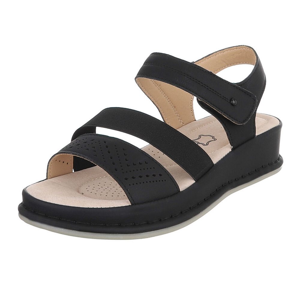 Ital-Design Damen Sandale mit Fersenriemen und Komfortsohle Riemchensandalette (91849629) Keilabsatz/Wedge Keilsandaletten in Schwarz