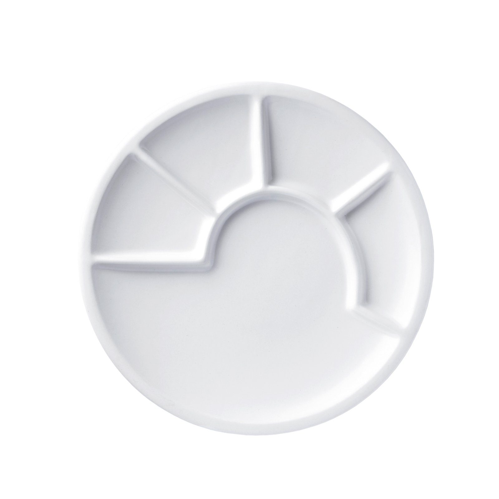 Spring Speiseteller Fondue-Teller 24 cm Keramik, mit Unterteilungen Weiß