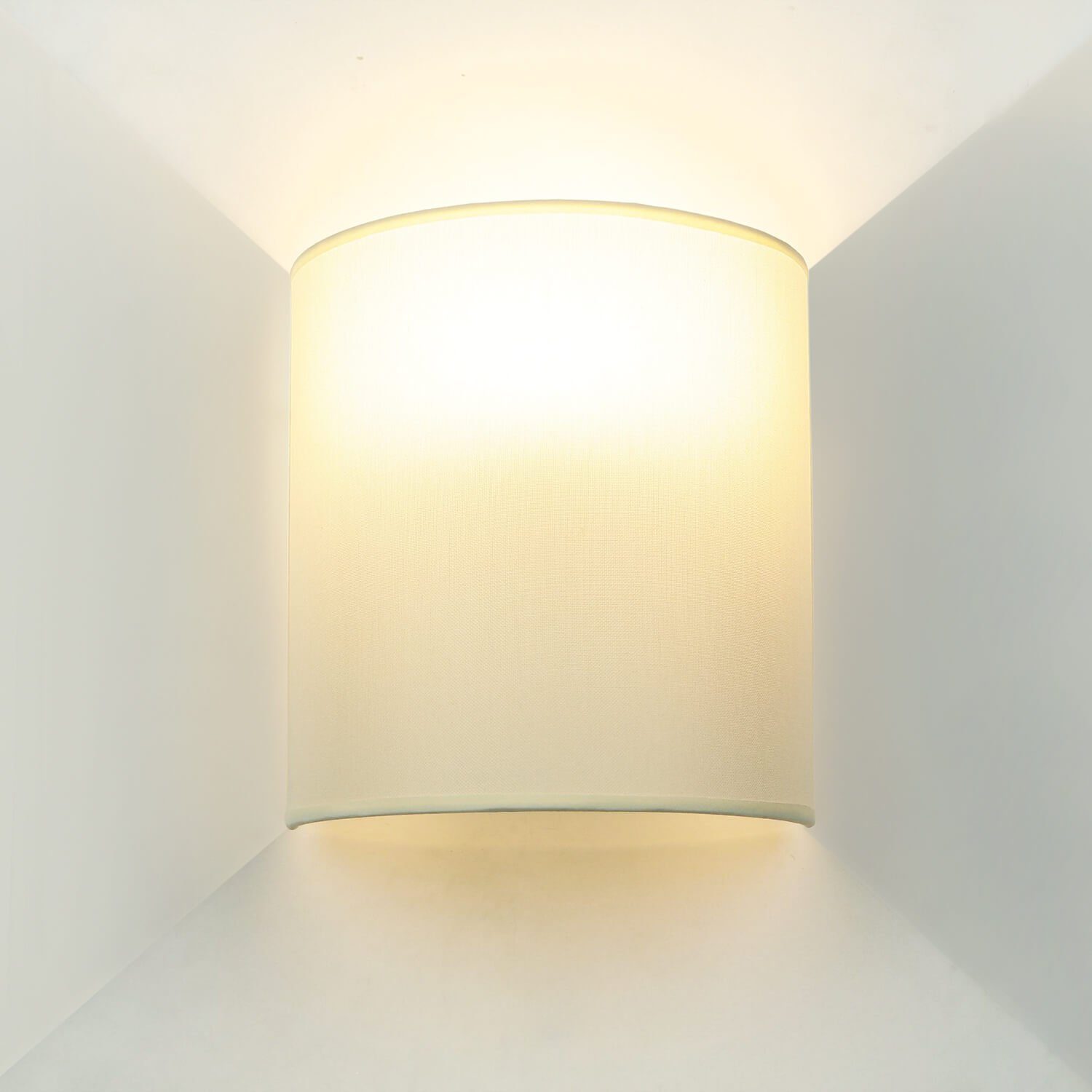 Flur Stoff Schlafzimmer 21 cm indirekt Weiß Wandleuchte ALICE, Licht-Erlebnisse Leuchtmittel, ohne Schirm Creme B: E27