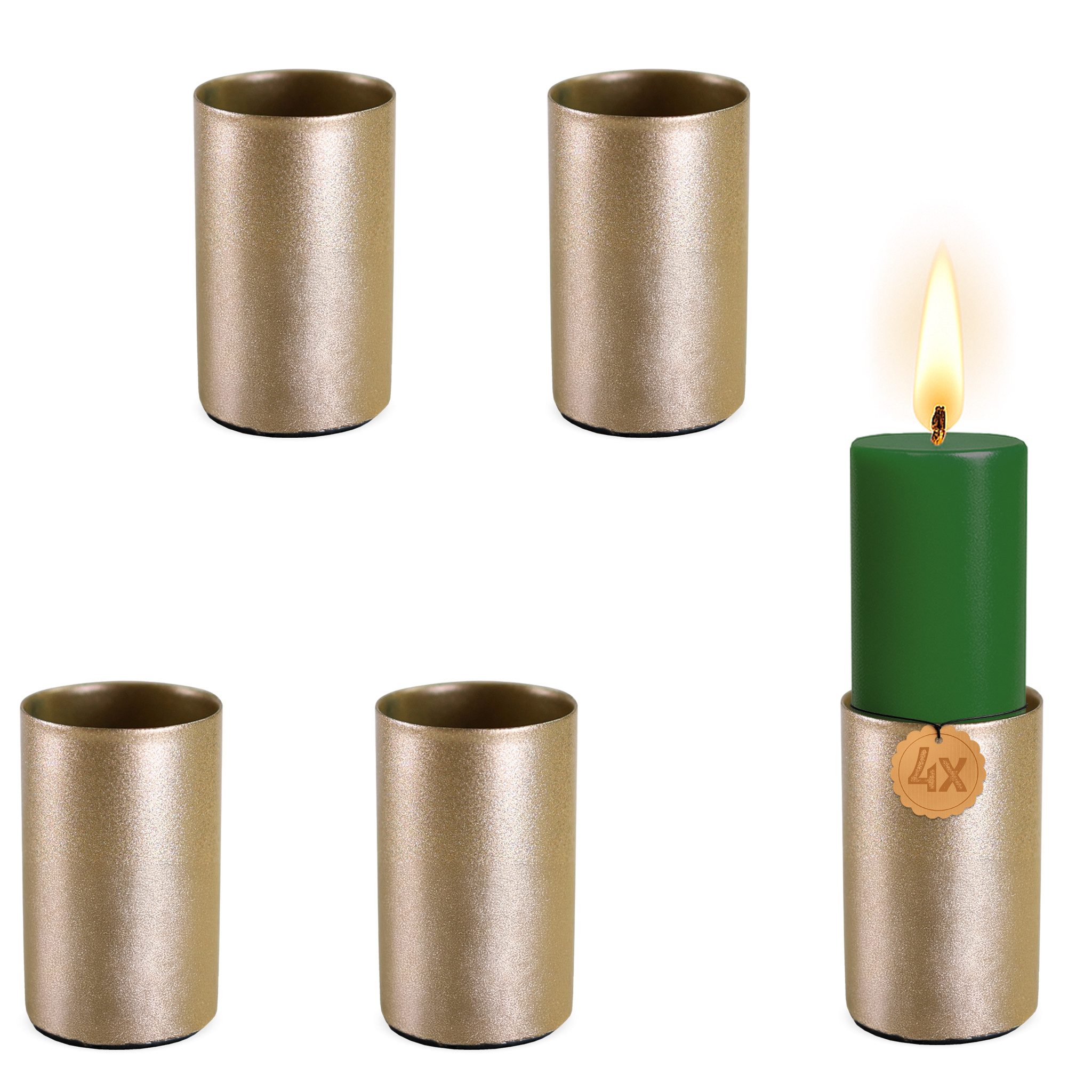 matches21 HOME & HOBBY Kerzenhalter Kerzenhalter 4er Set Metall Gold Ø 2,3 günstig online kaufen