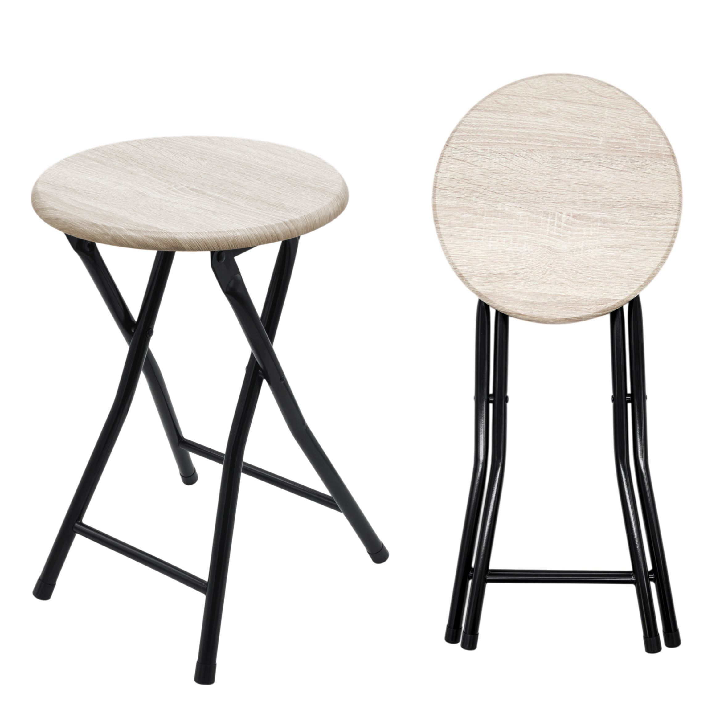 Spetebo Sitzhocker Holz Metall Klapphocker - 47 x 33 cm (Anzahl, 2 St., Stück), klappbar
